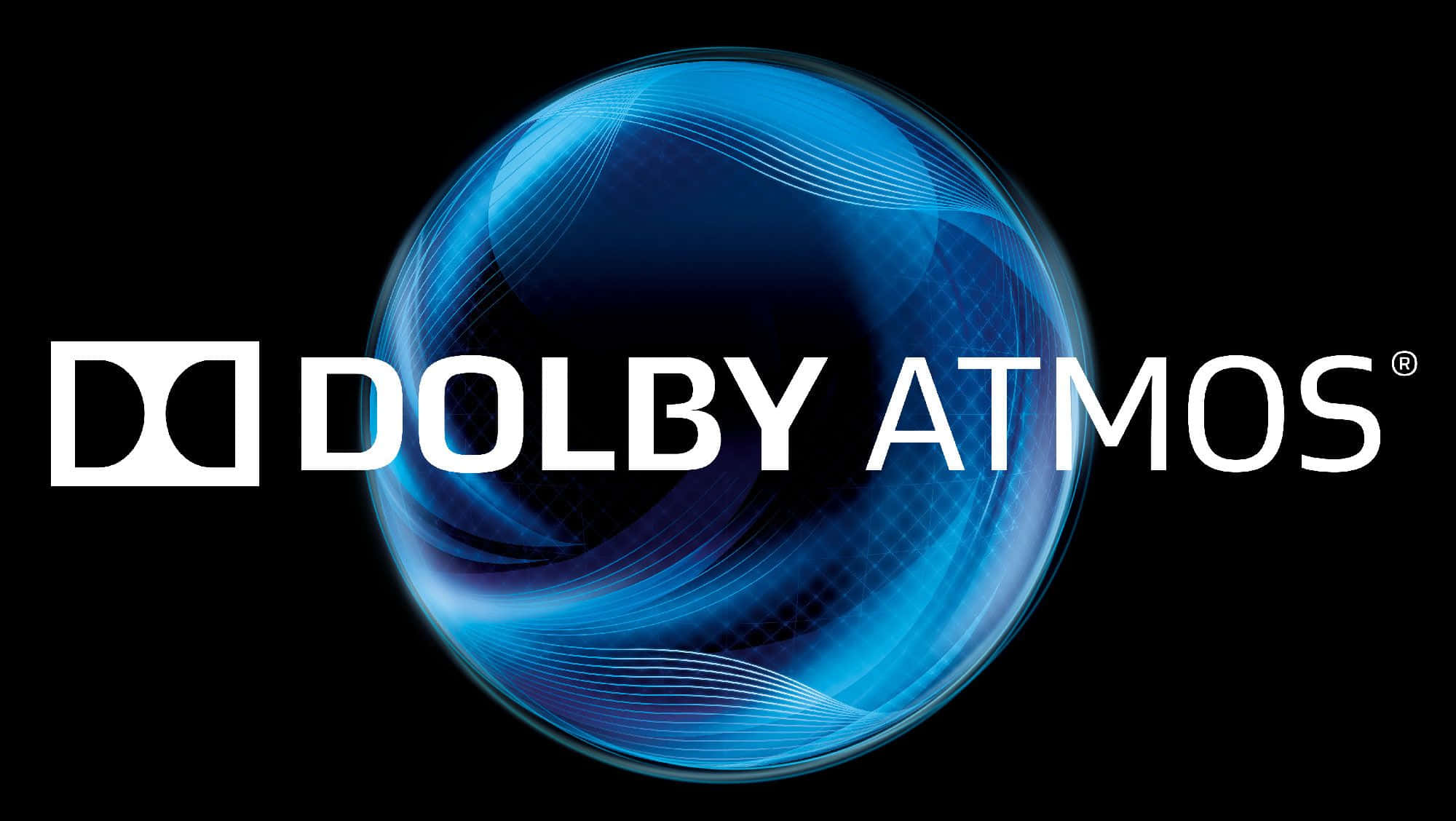 Dolby Atmos, blue sphere, swirling light patterns, Full HD Desktop Wallpaper
