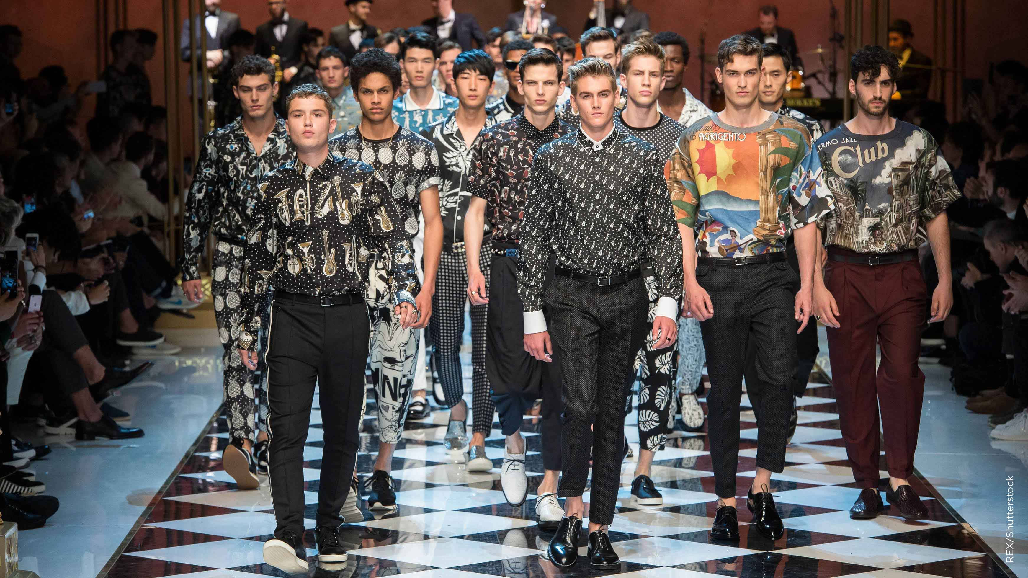 Dolce And Gabbana, male models, checkered runway, 2K Desktop Wallpaper