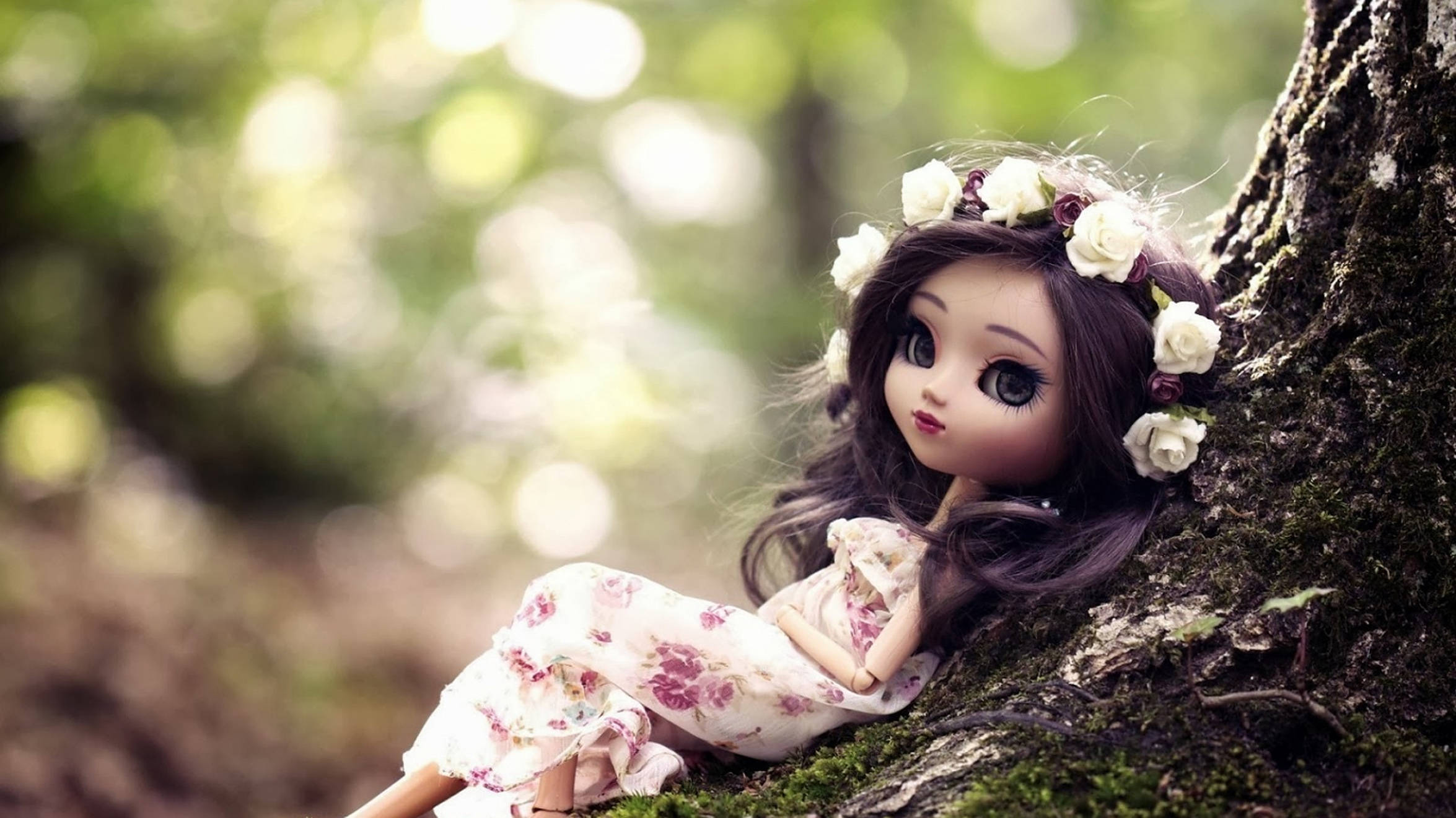 doll, floral crown, dress, Full HD Desktop Wallpaper