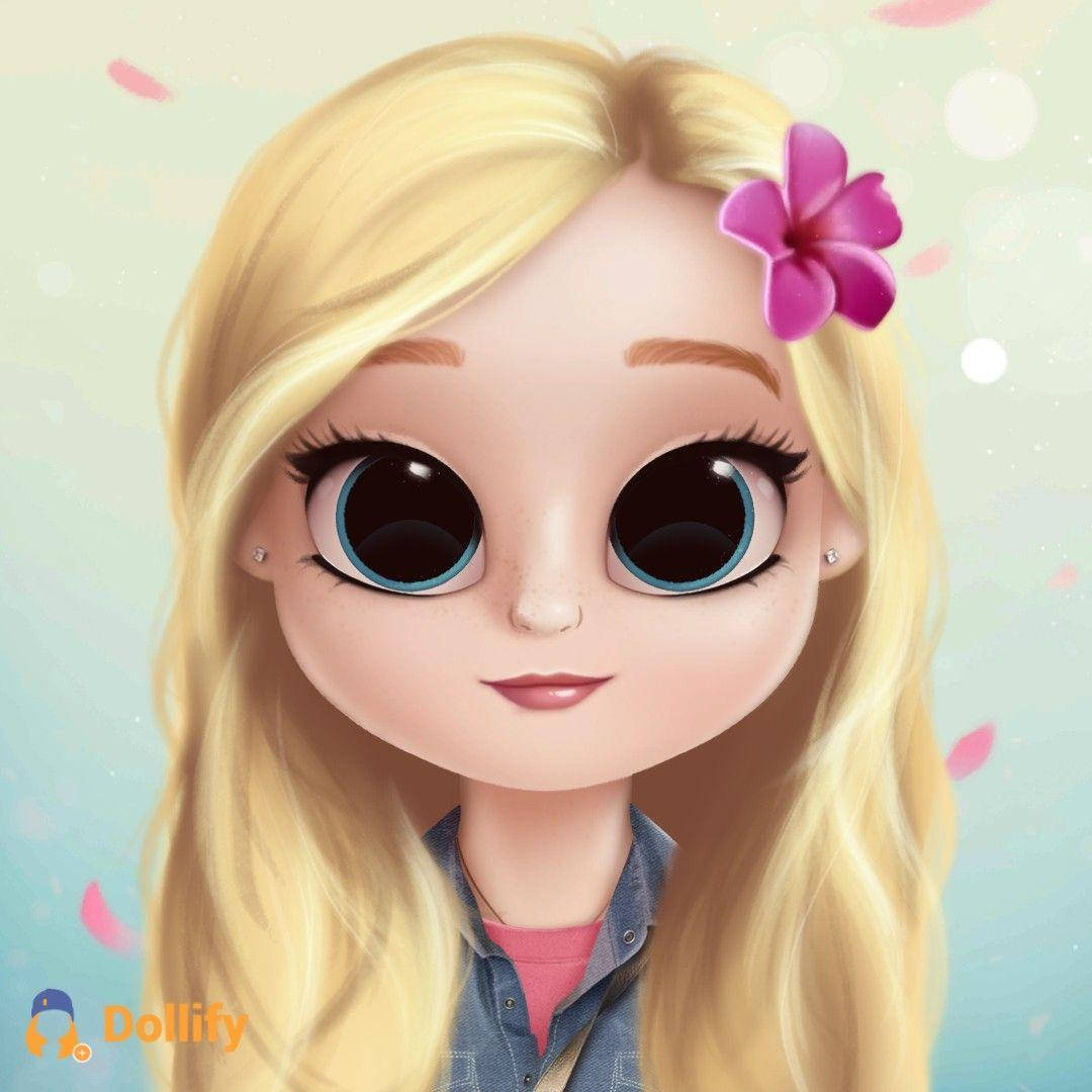 Dollify, anime-style girl, long blonde hair, SD Desktop Wallpaper