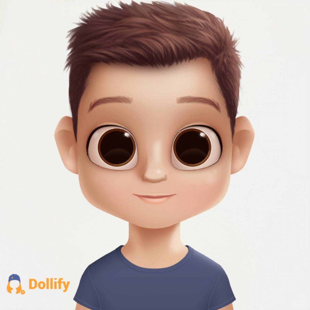 Dollify, cartoon-style boy, big brown eyes, HD Desktop Wallpaper