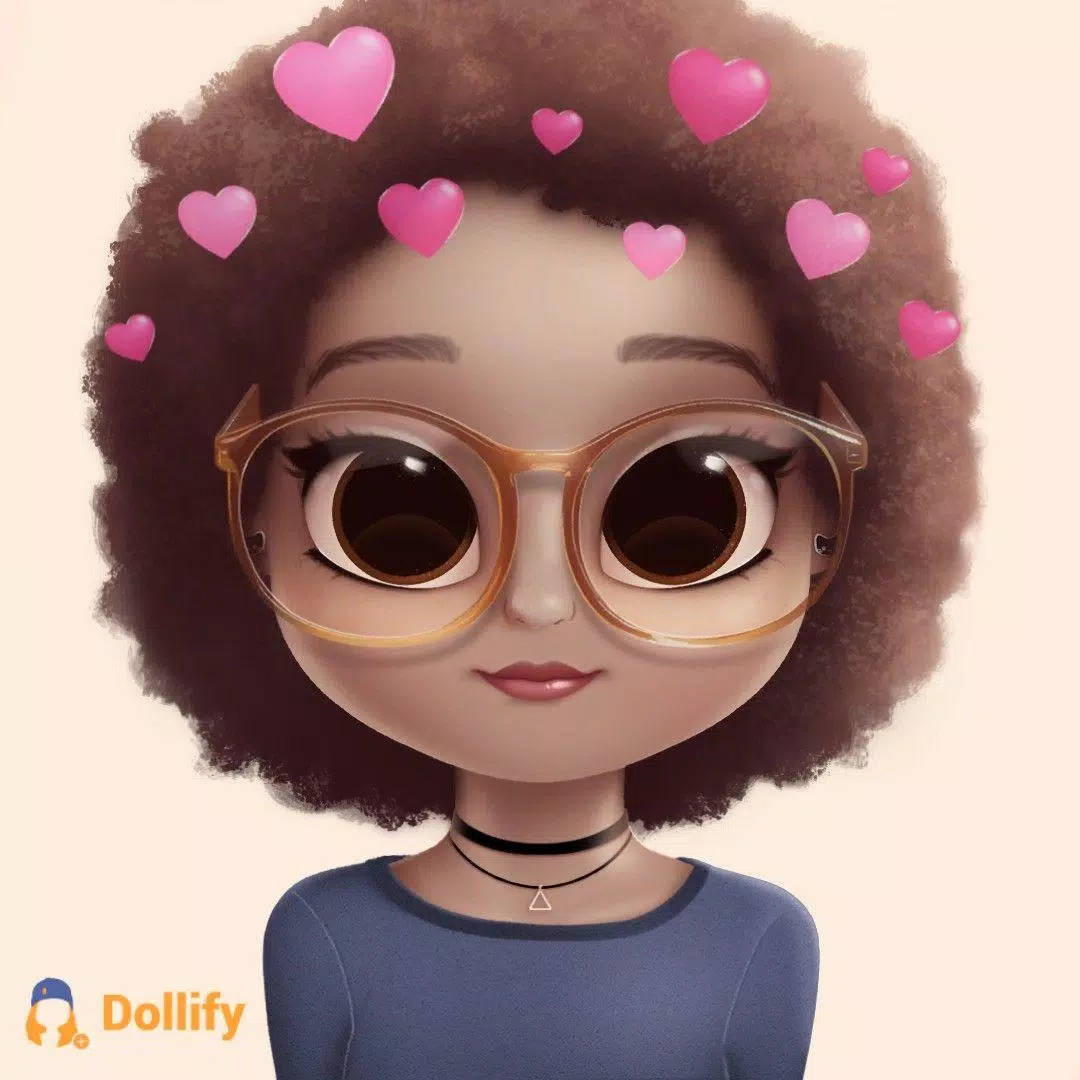 Dollify, cartoon girl, curly brown hair, SD Desktop Wallpaper