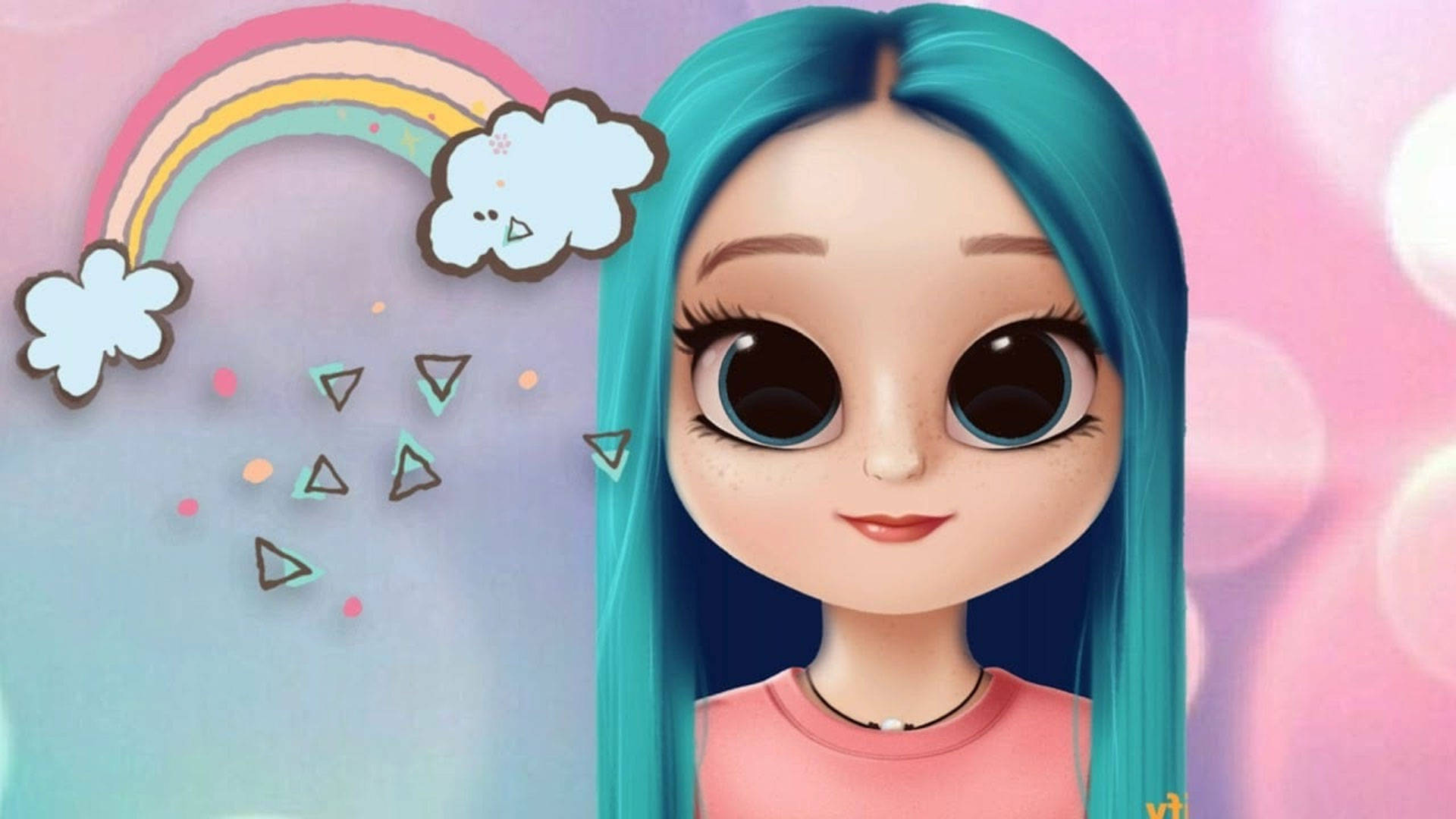 Dollify, 1920 x 1080, turquoise hair, Full HD Desktop Wallpaper