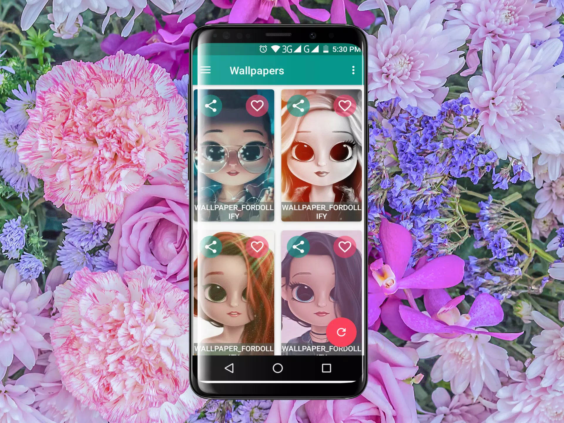 pink flower background, cartoon character, smartphone, Full HD Desktop Wallpaper