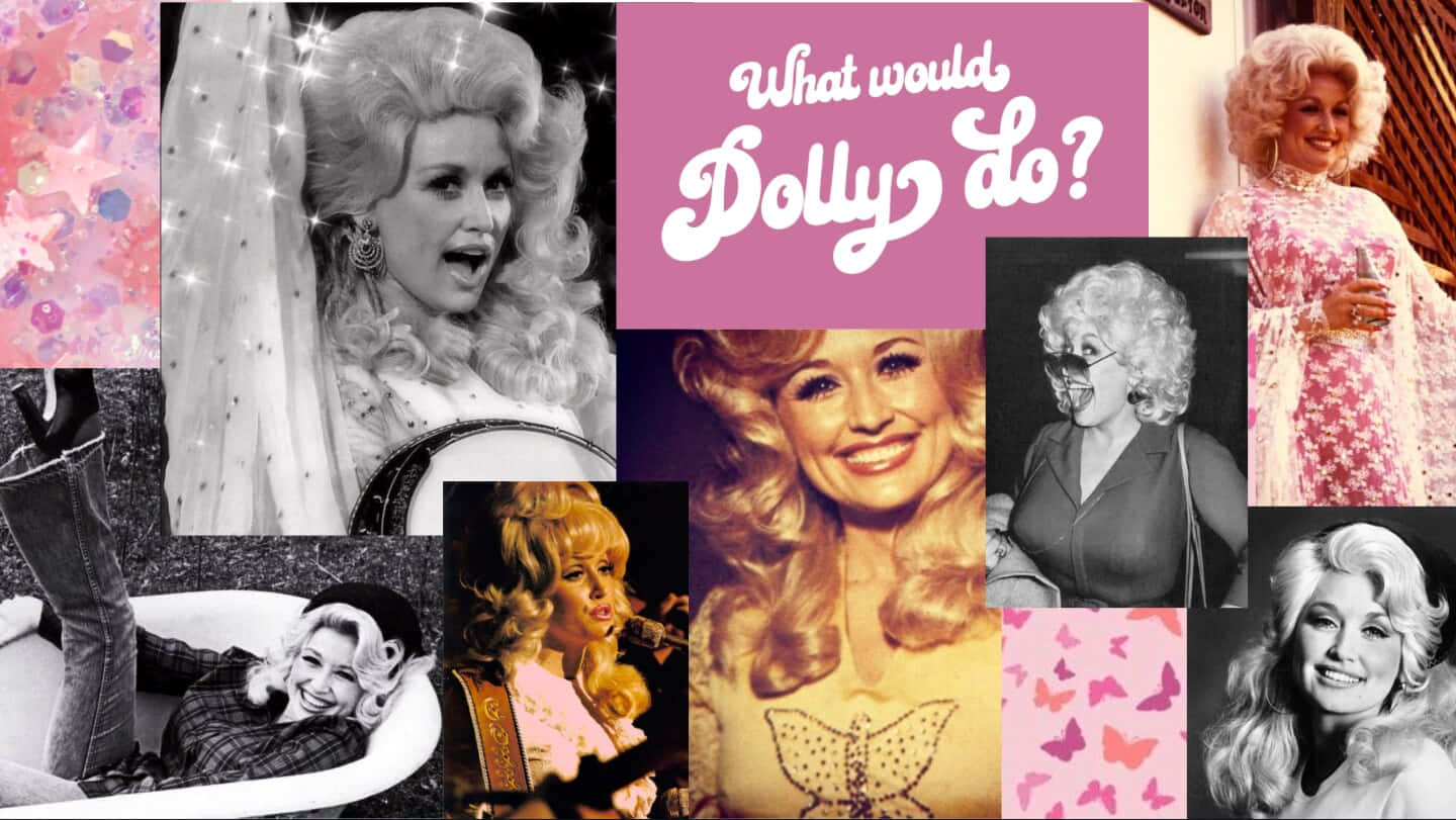 Dolly Parton, pink butterflies, glittery textures, HD Desktop Wallpaper