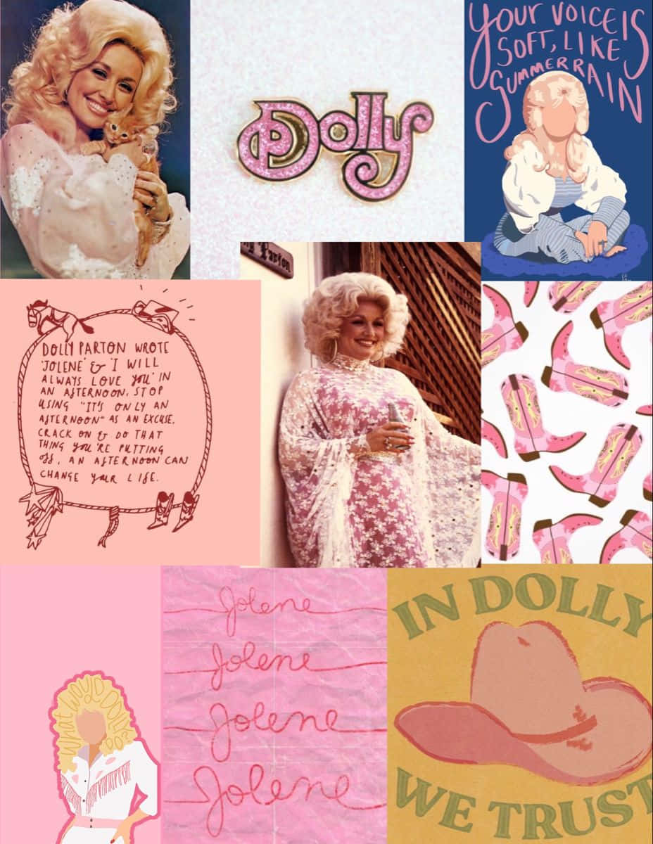 Dolly Parton, pink cowboy boot patterns, collage, SD Phone Wallpaper