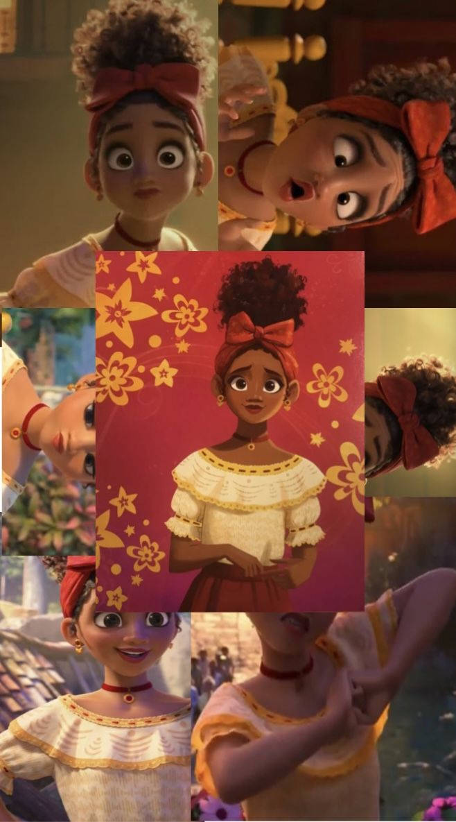Dolores Madrigal, curly hair, red bow, SD Phone Wallpaper