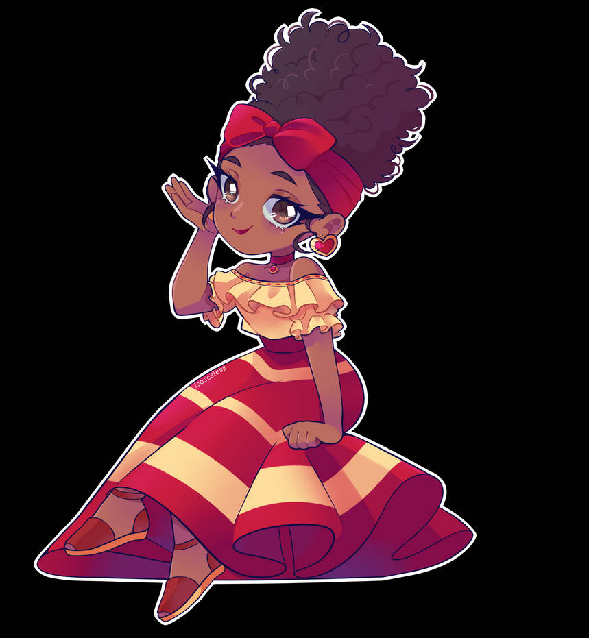 Dolores Madrigal, curly hair, red bow, SD Phone Wallpaper