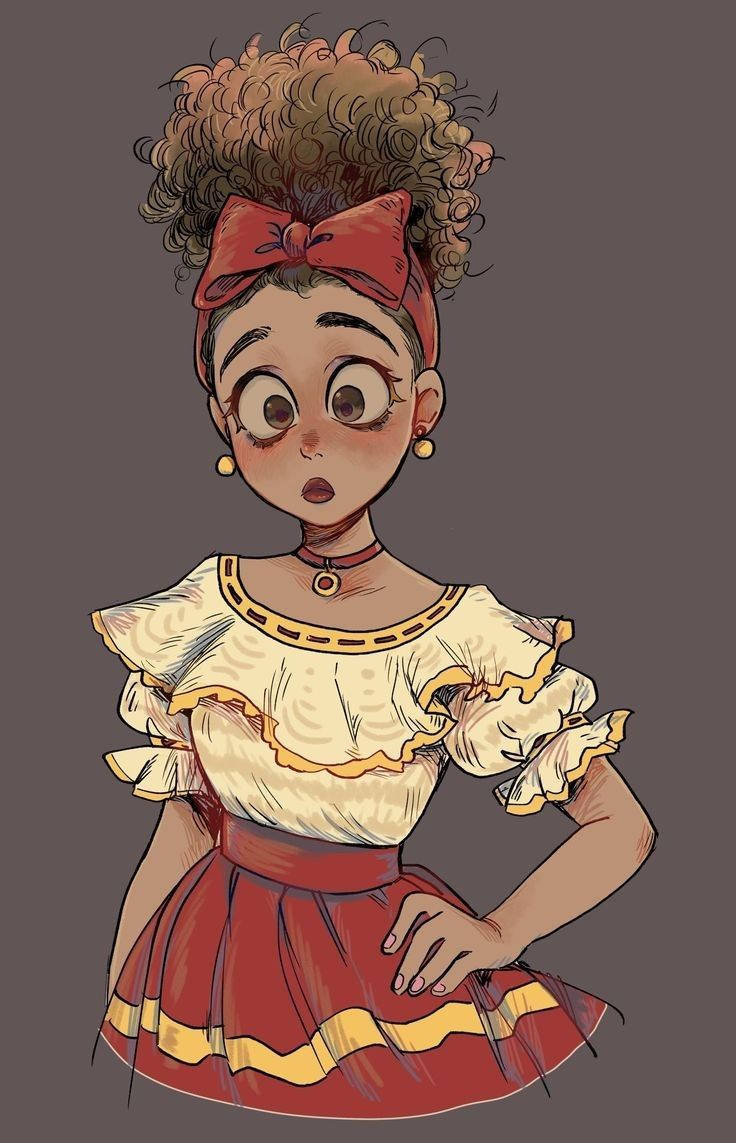 Dolores Madrigal, curly hair, red bow, SD Phone Wallpaper