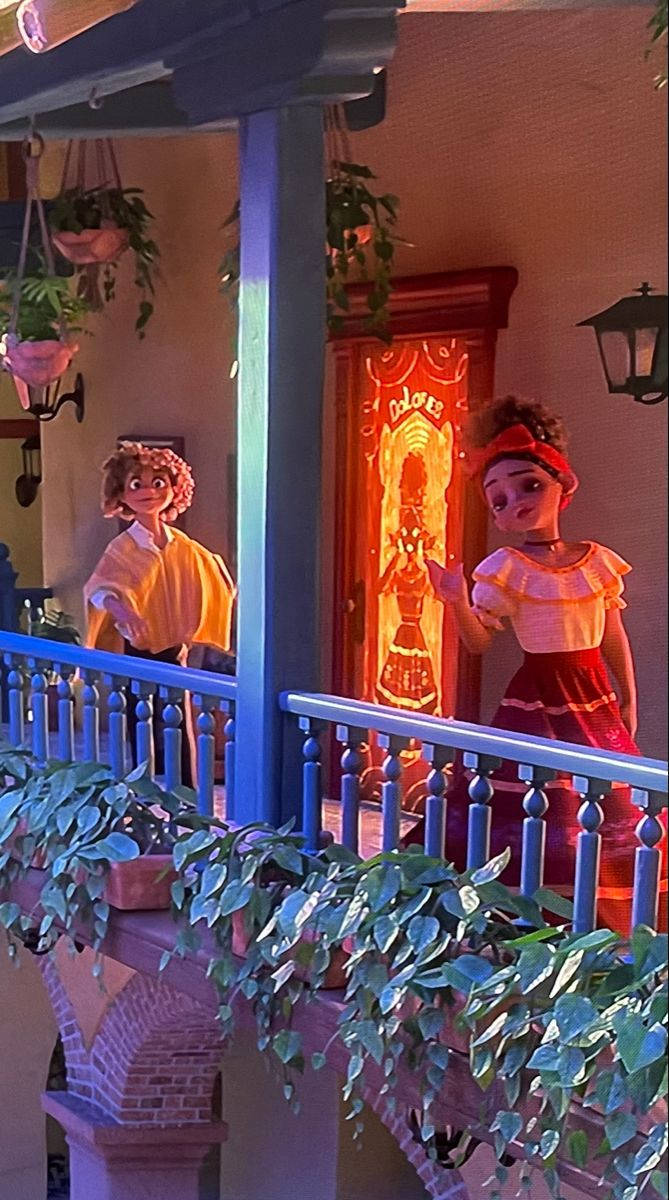 Dolores Madrigal, balcony, vibrant porch, SD Phone Wallpaper