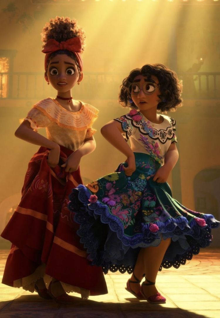 Dolores Madrigal, vibrant traditional dresses, warm golden light, SD Phone Wallpaper