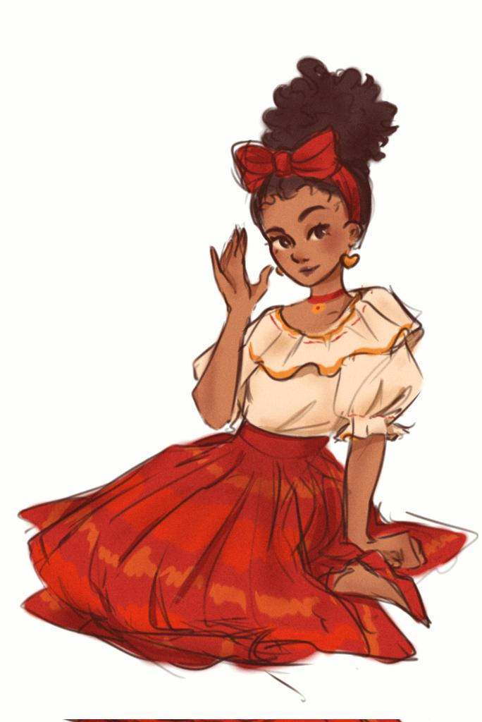 Dolores Madrigal, curly hair, red bow, SD Phone Wallpaper