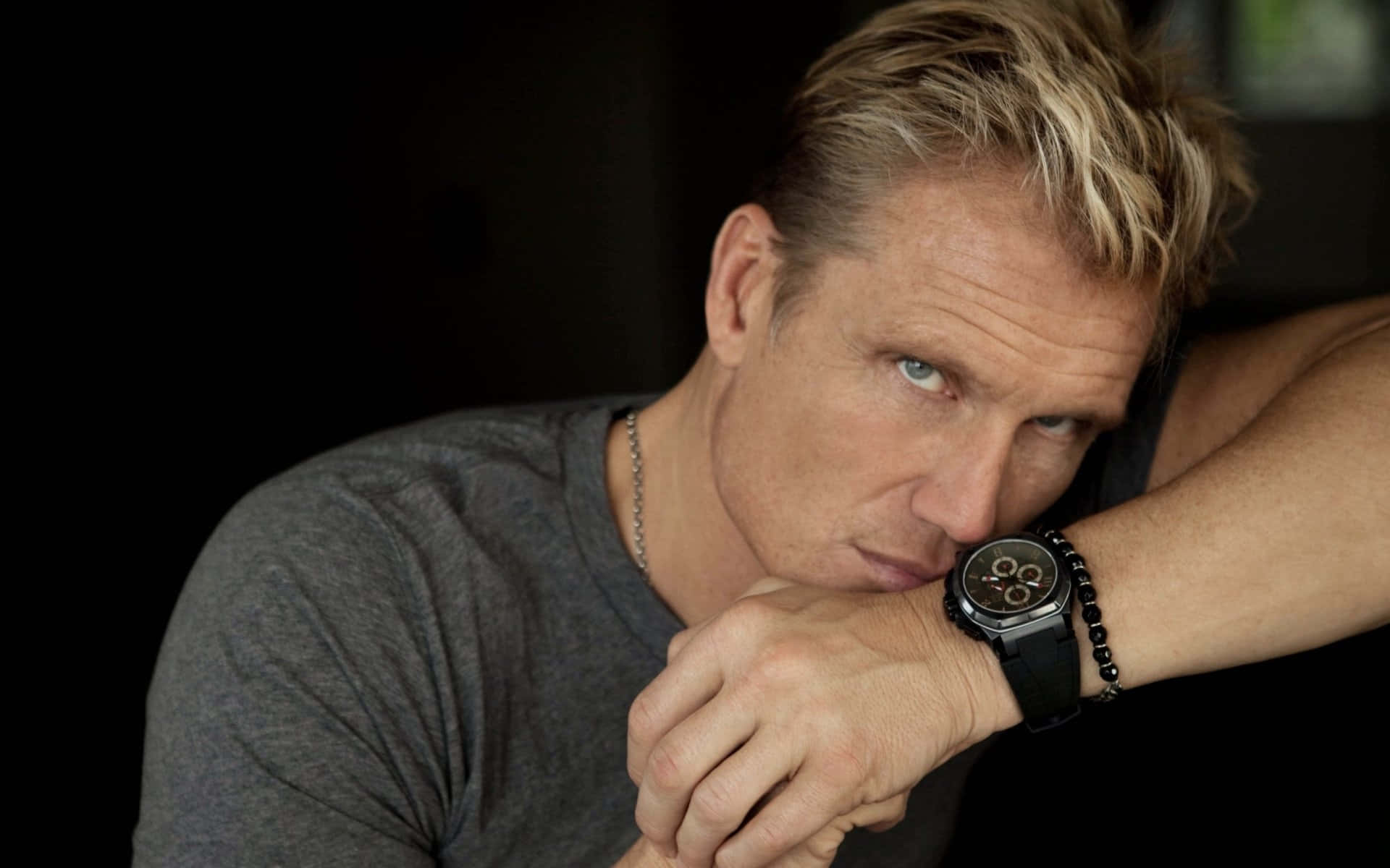 Dolph Lundgren, blonde hair, intense blue eyes, Full HD Desktop Wallpaper