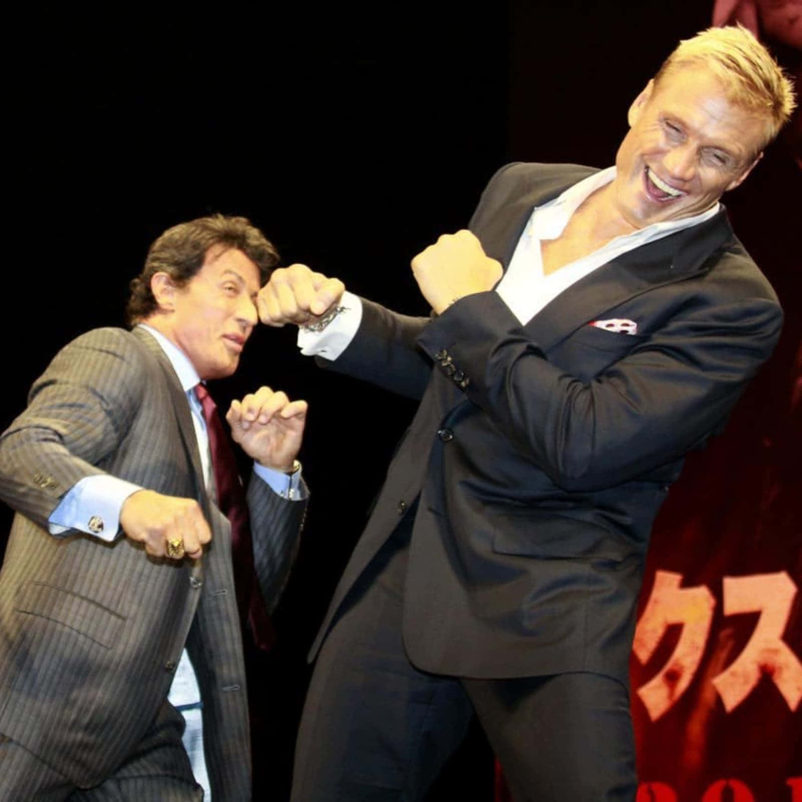 Dolph Lundgren, suits, fists raised, HD Desktop Wallpaper