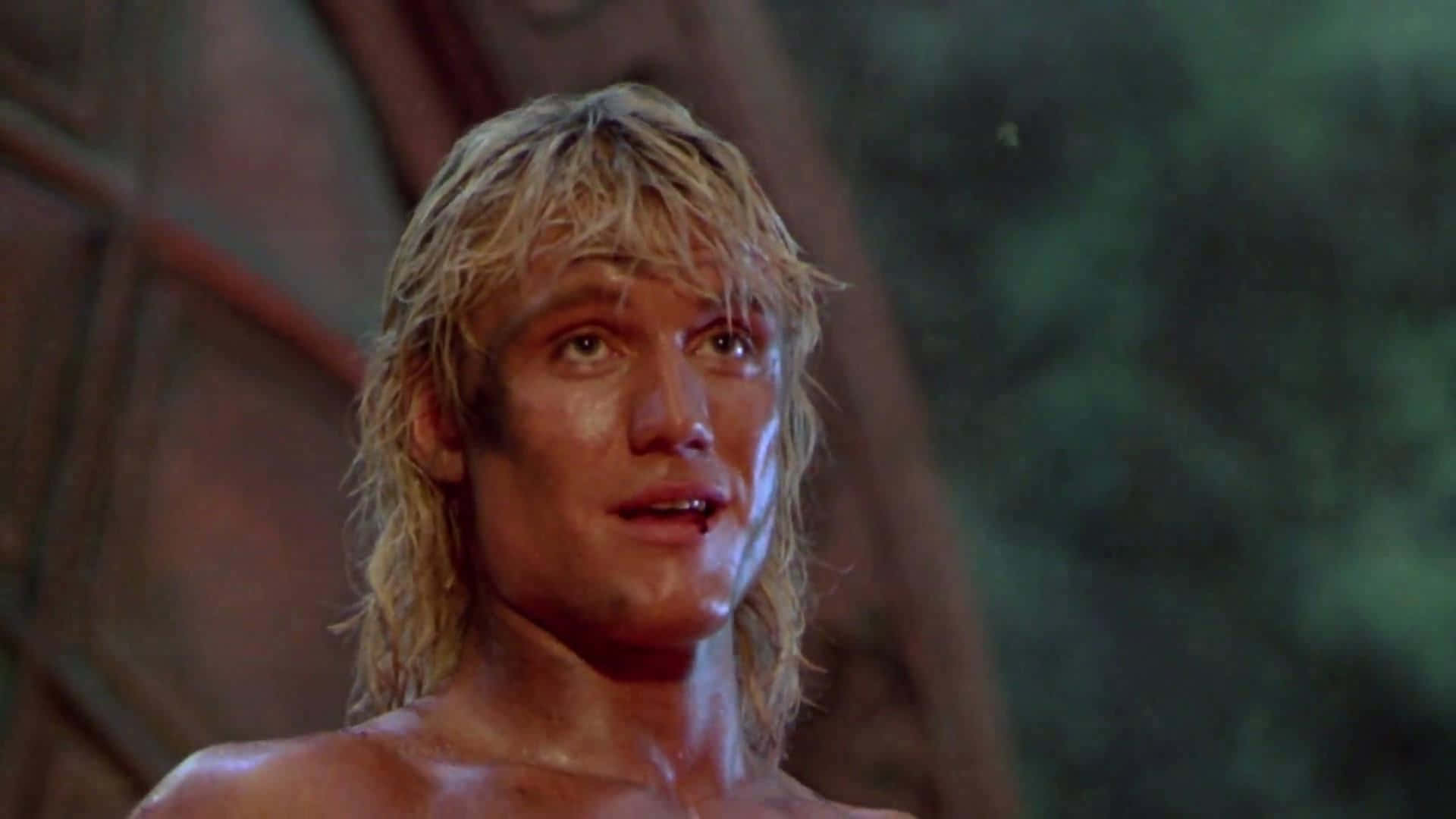 Dolph Lundgren, shirtless, wet blonde hair, Full HD Desktop Wallpaper