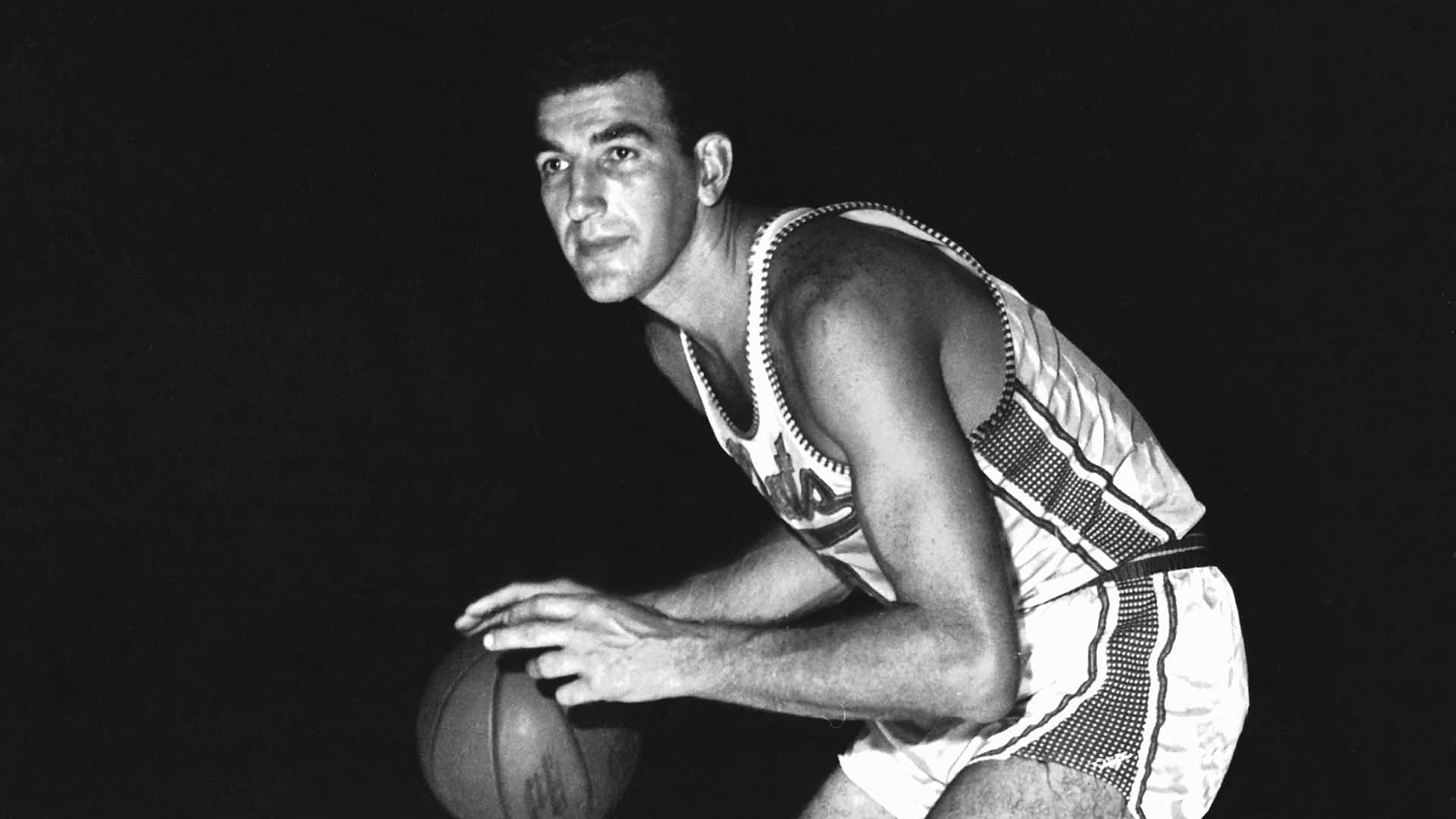 Dolph Schayes, black and white portrait, basketball player, Full HD Desktop Wallpaper
