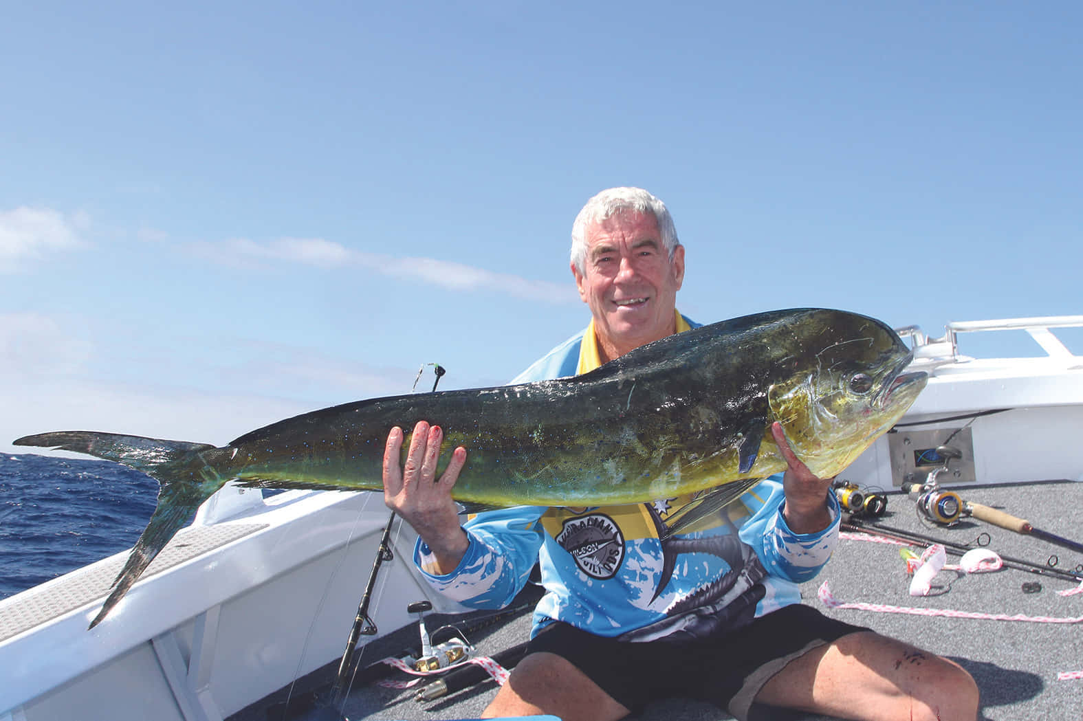 angler, dolphinfish, sunny boat deck, HD Desktop Wallpaper