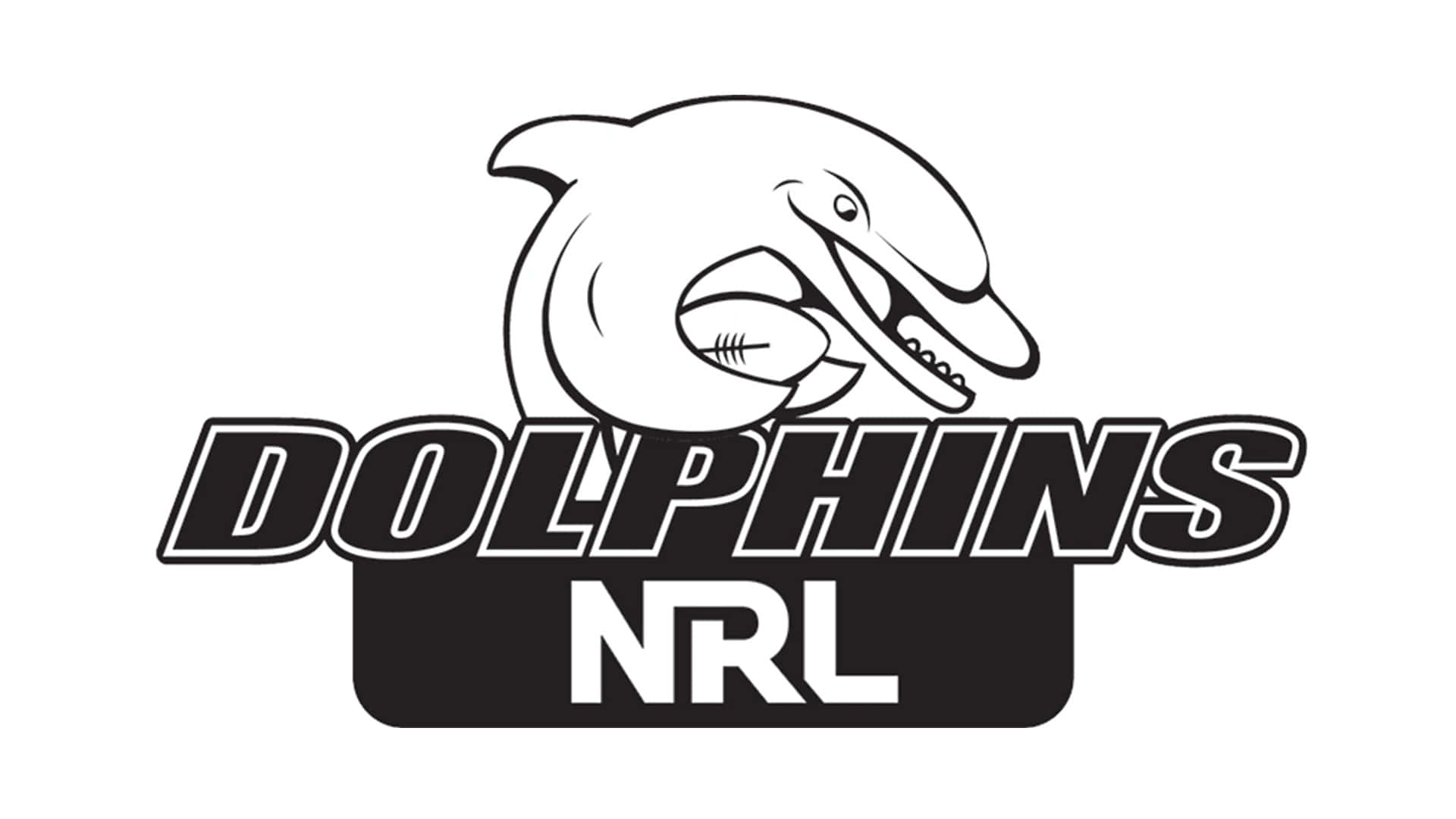 DOLPHINS NRL, smiling dolphin, black and white logo, Full HD Desktop Wallpaper