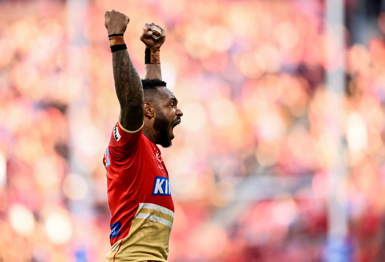 Dolphins Nrl, red and gold jersey, rugby player, SD Desktop Wallpaper