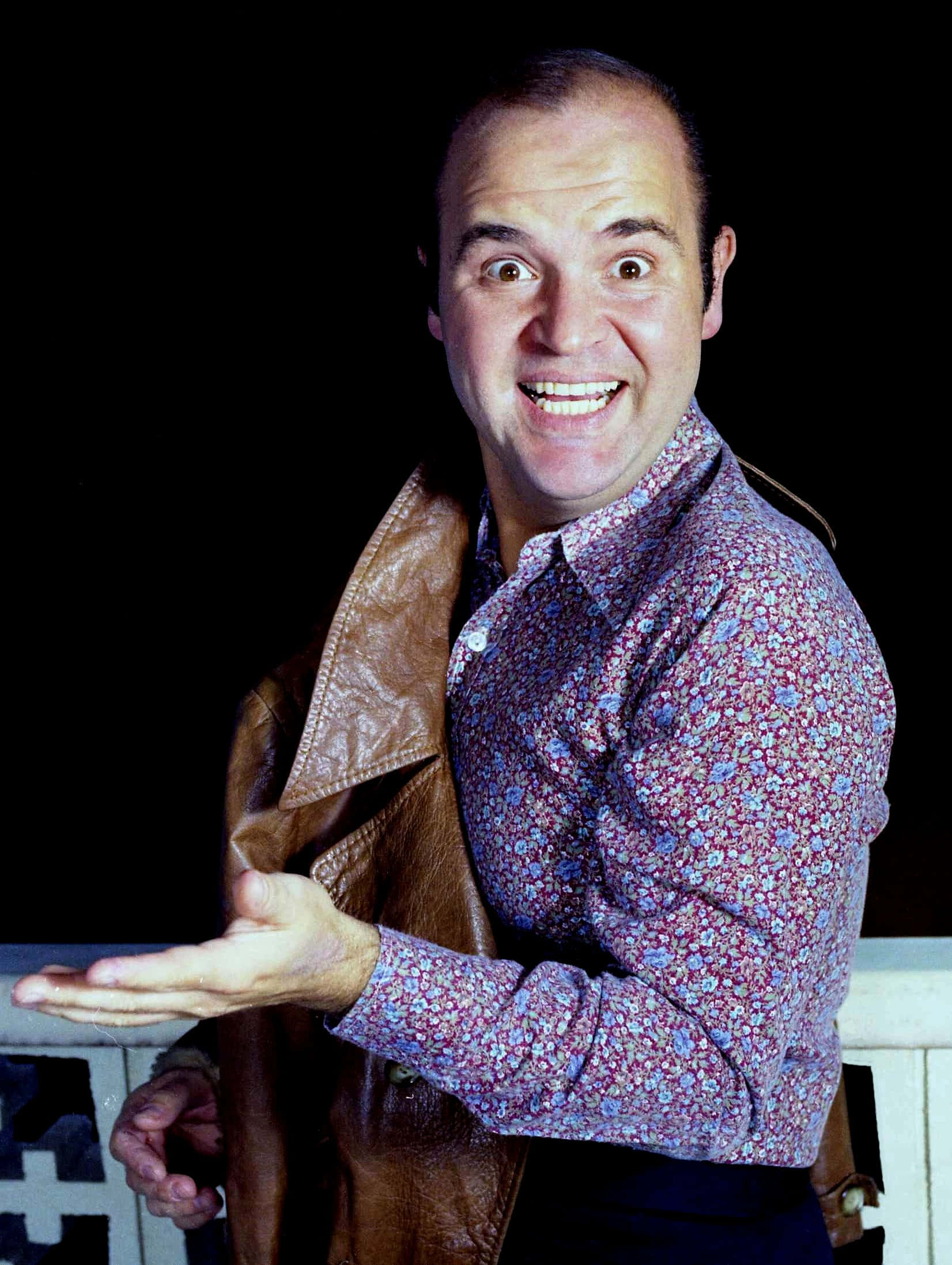 Dom Deluise, floral shirt, leather jacket, Full HD Phone Wallpaper