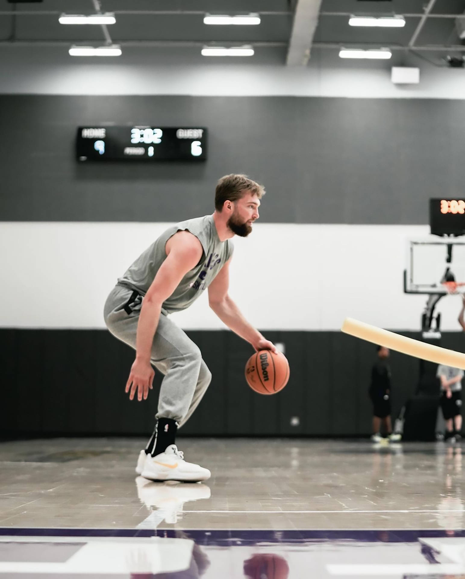 Domantas Sabonis, dribbling drills, grey gear, Full HD Phone Wallpaper