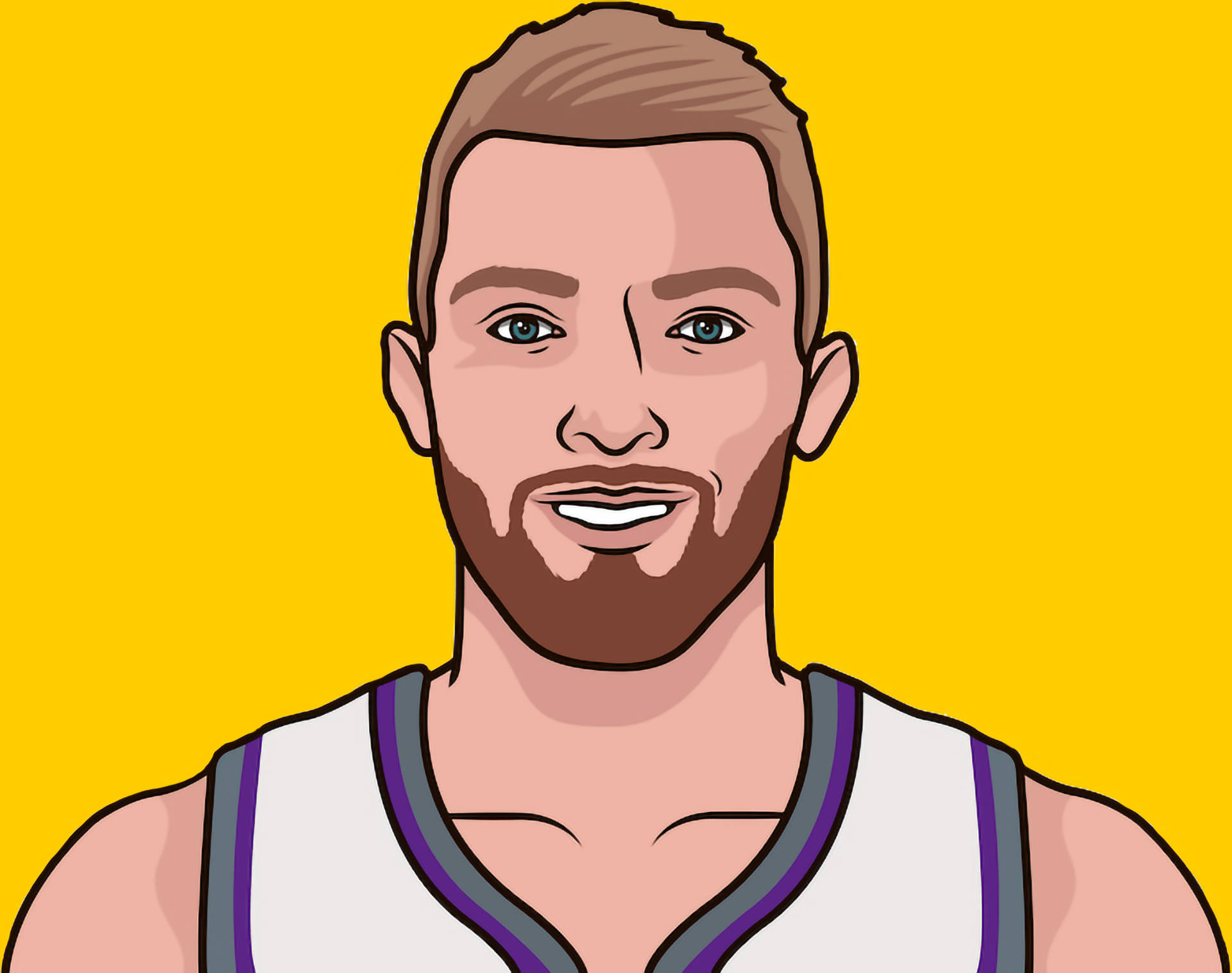 Domantas Sabonis, white jersey, bright yellow background, Full HD Desktop Wallpaper