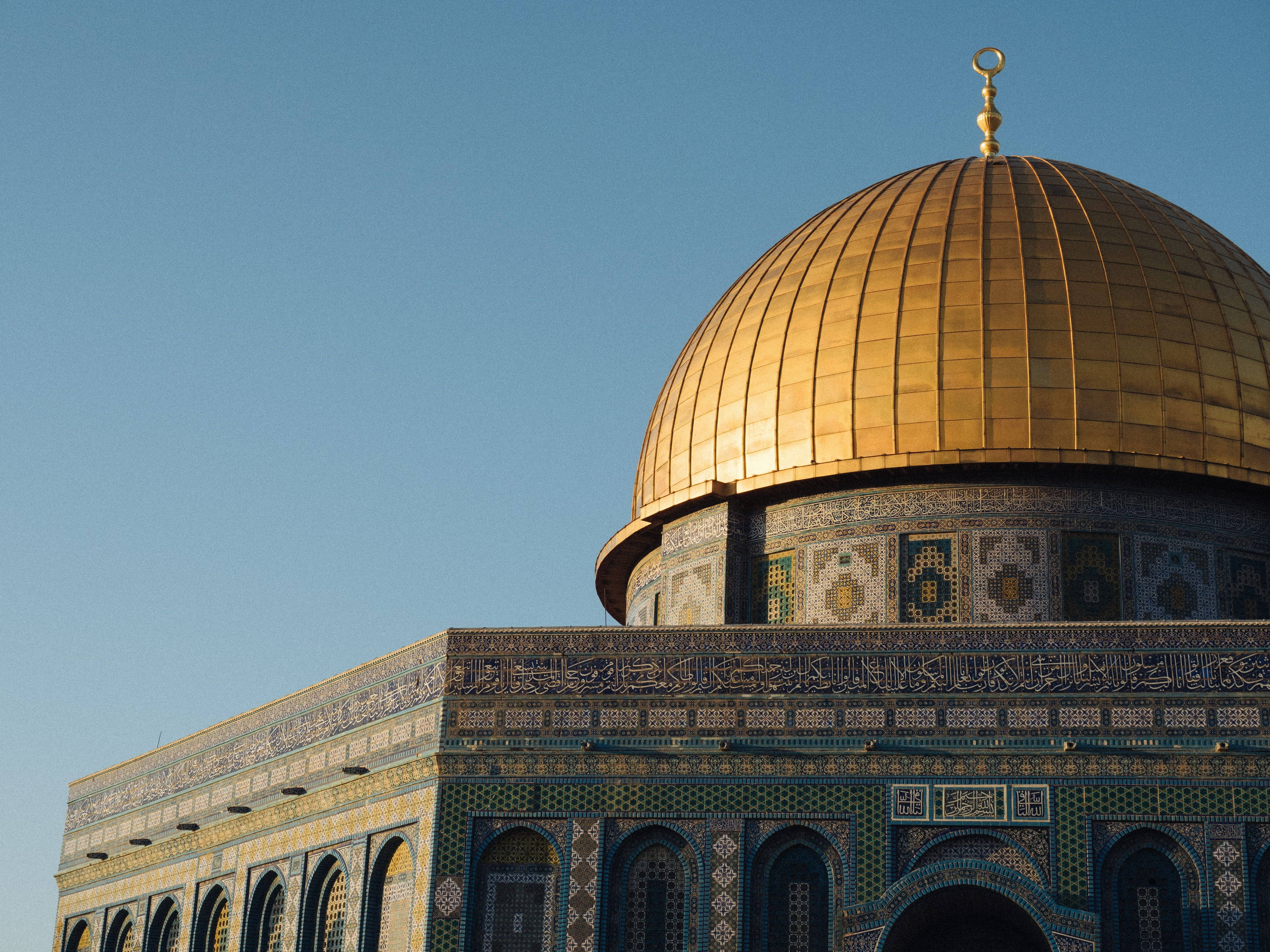 Dome Of The Rock, Golden Dome, clear blue sky, 4K Desktop Wallpaper