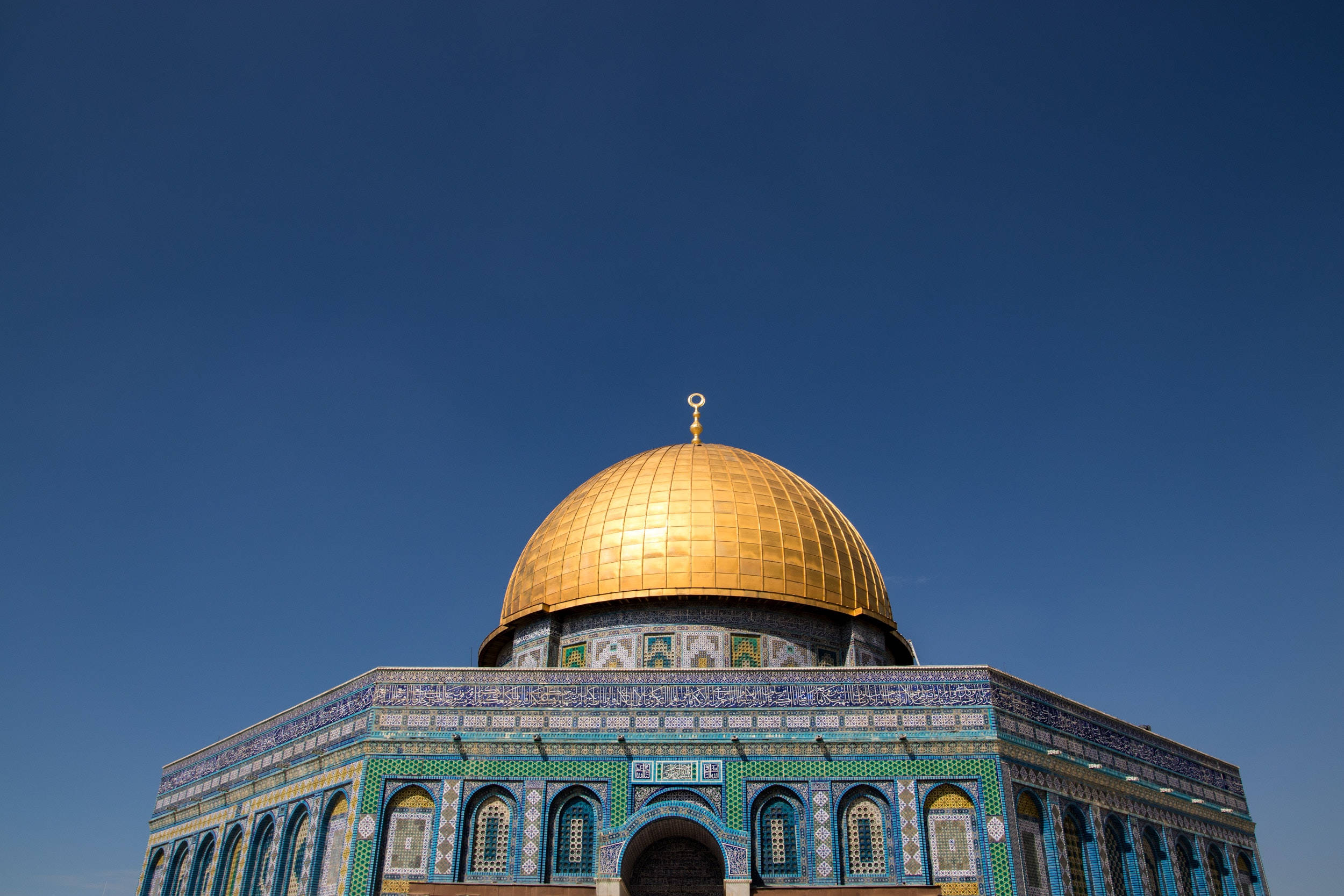 Dome Of The Rock, Golden Dome, clear blue sky, Full HD Desktop Wallpaper