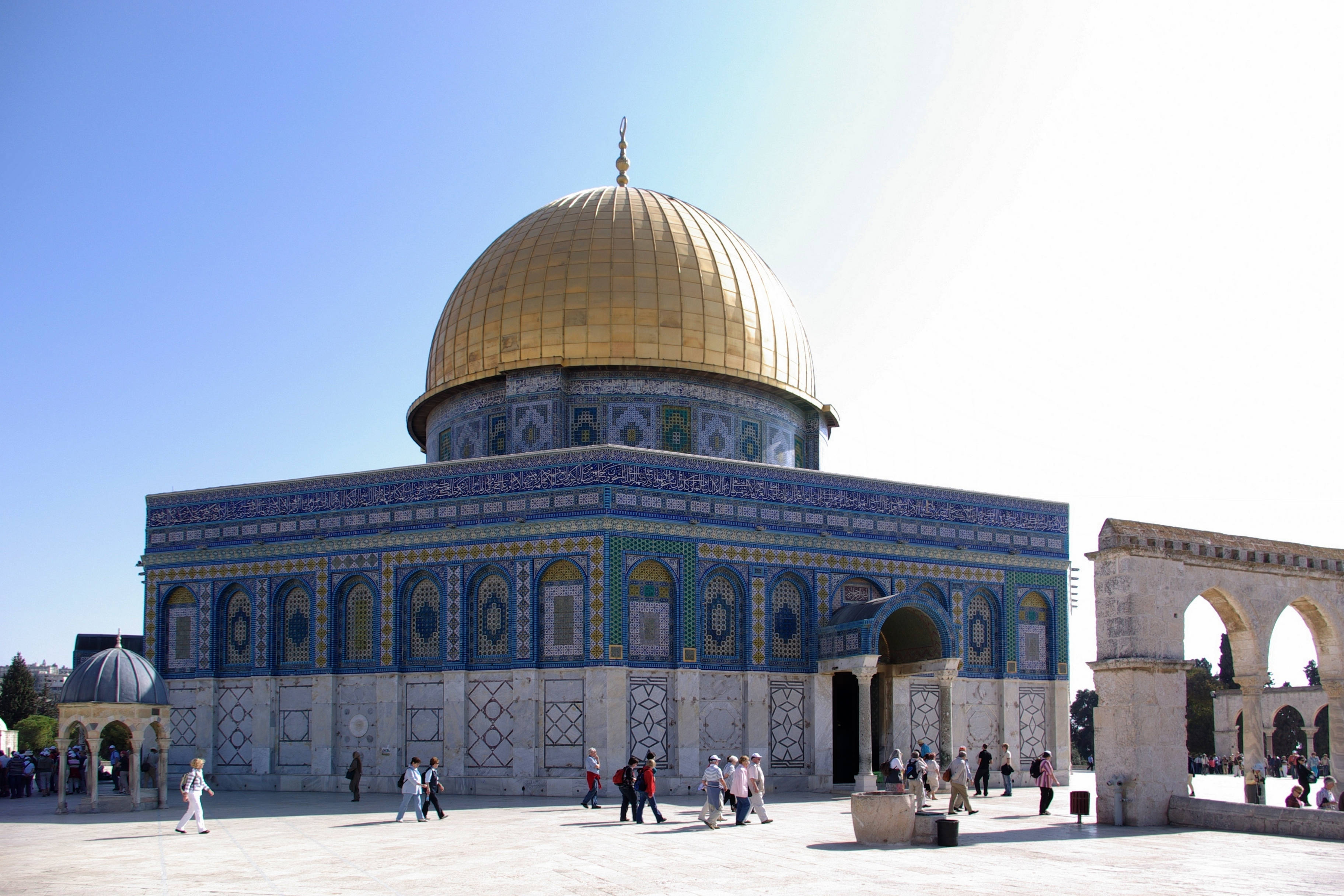 Dome Of The Rock, Golden Dome, bright sun, 2K Desktop Wallpaper