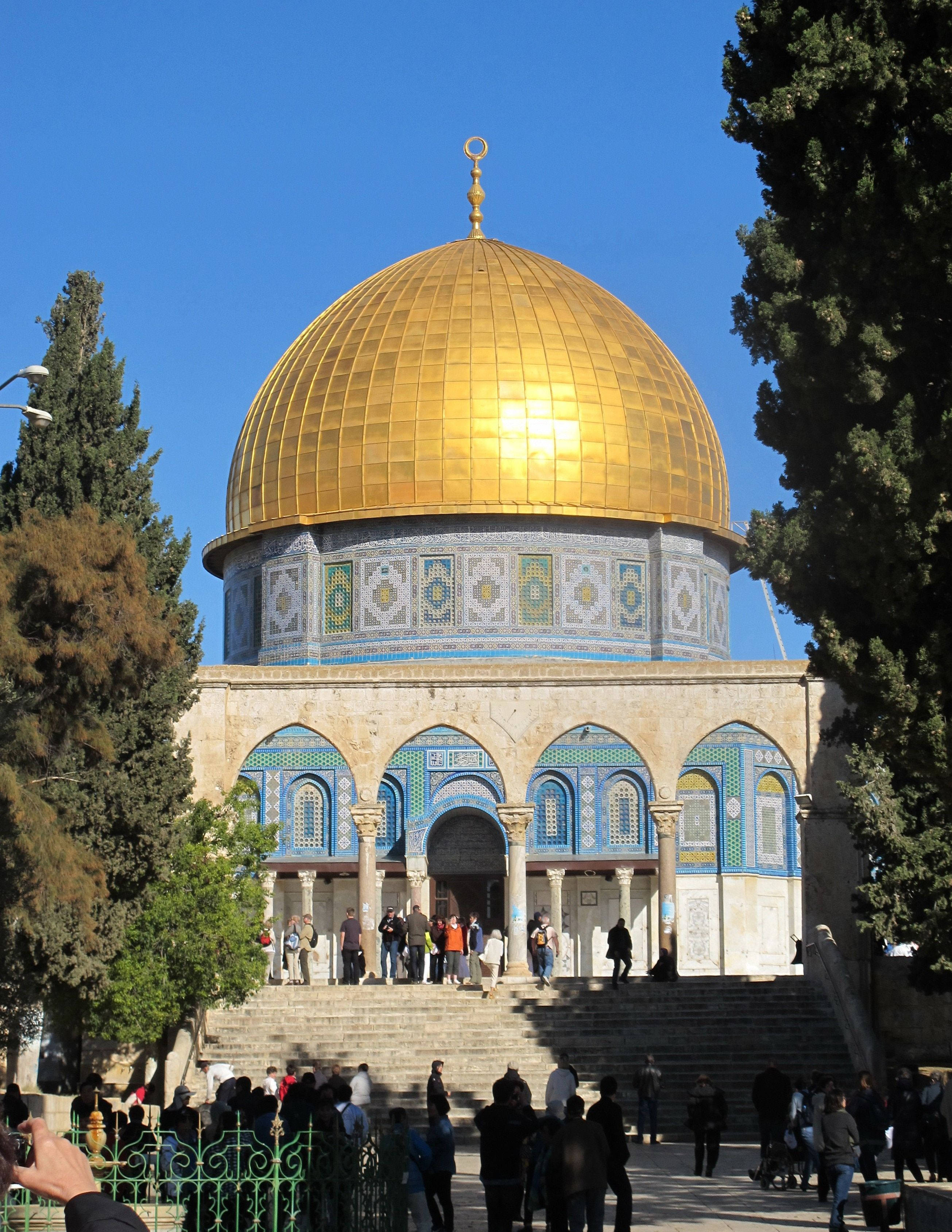 Dome Of The Rock, golden Dome of the Rock, clear blue sky, 2K Phone Wallpaper