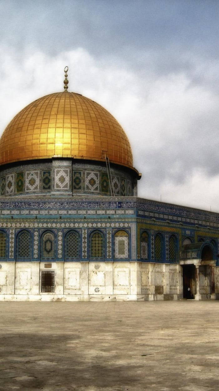 Dome Of The Rock, golden dome, cloudy sky, SD Phone Wallpaper