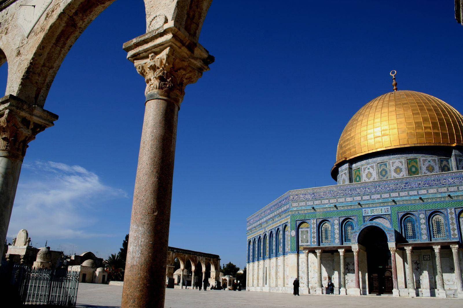 Dome Of The Rock, Golden Dome, clear blue sky, HD Desktop Wallpaper