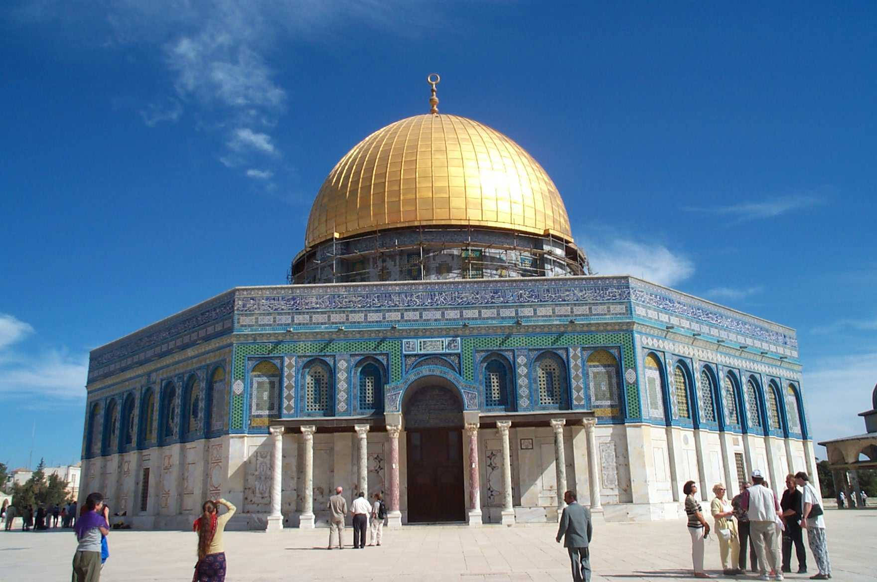 Dome Of The Rock, Golden Dome, bright blue sky, HD Desktop Wallpaper