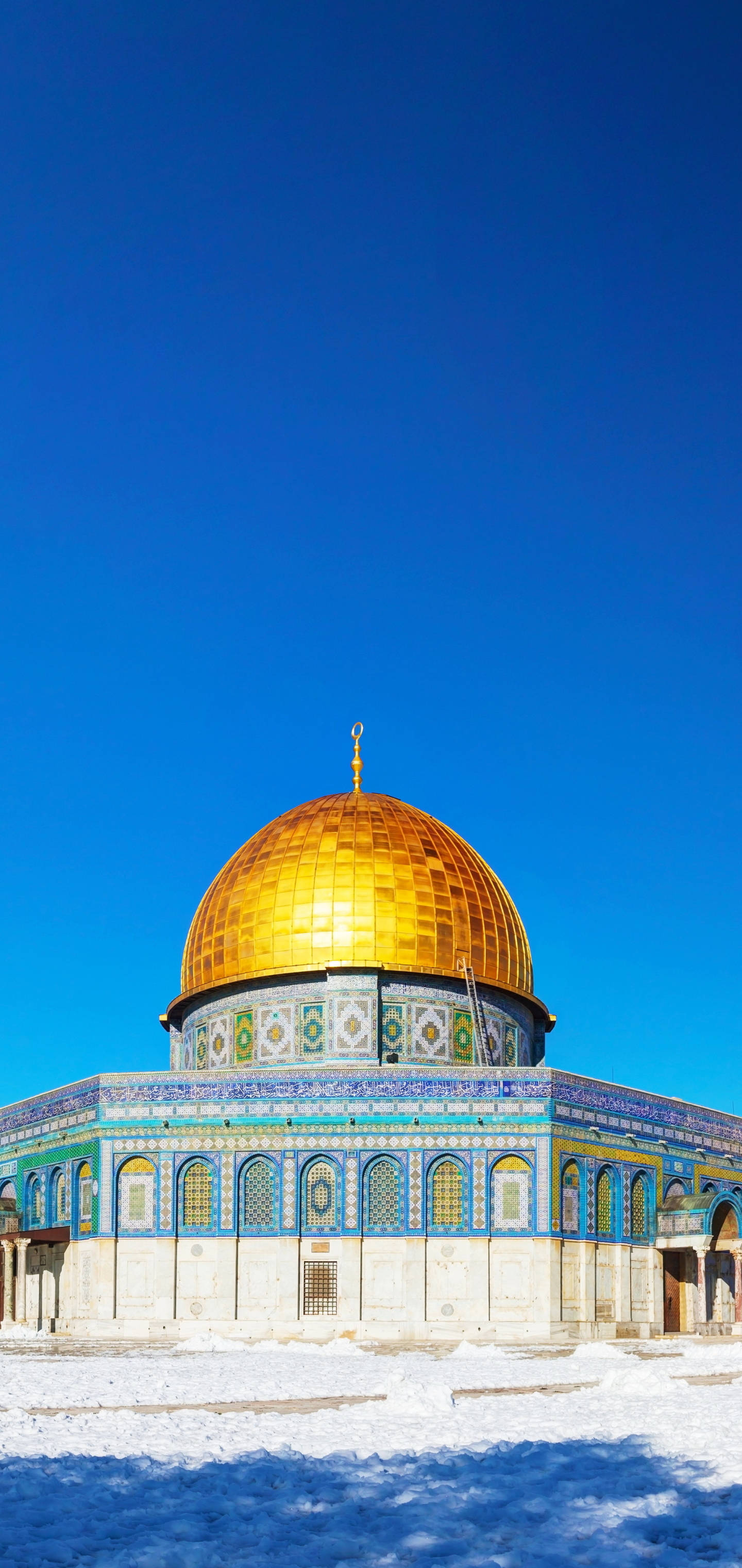 Dome Of The Rock, gold, clear blue sky, 2K Phone Wallpaper