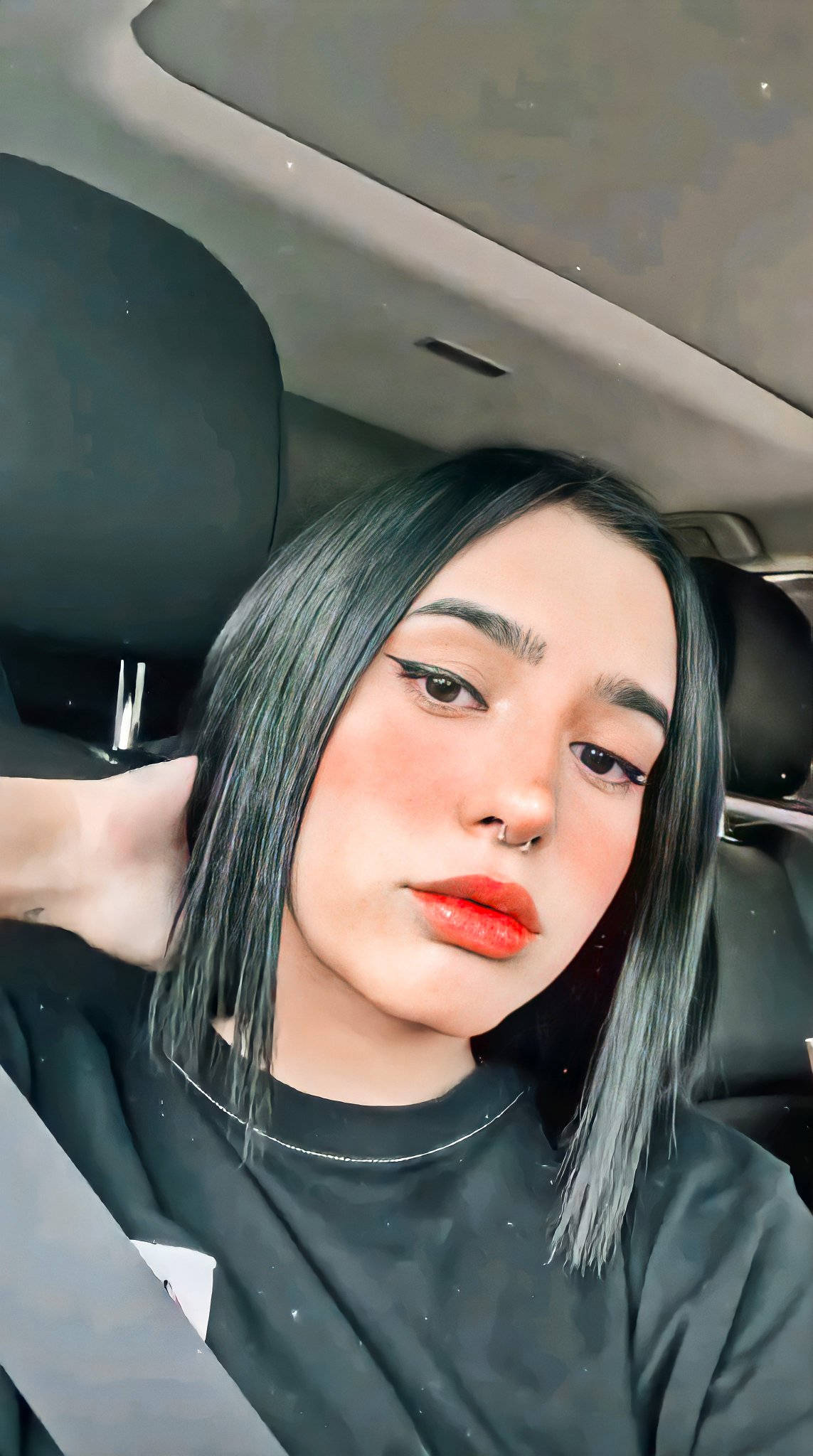 Domelipa, pierced nose, black shirt, Full HD Phone Wallpaper