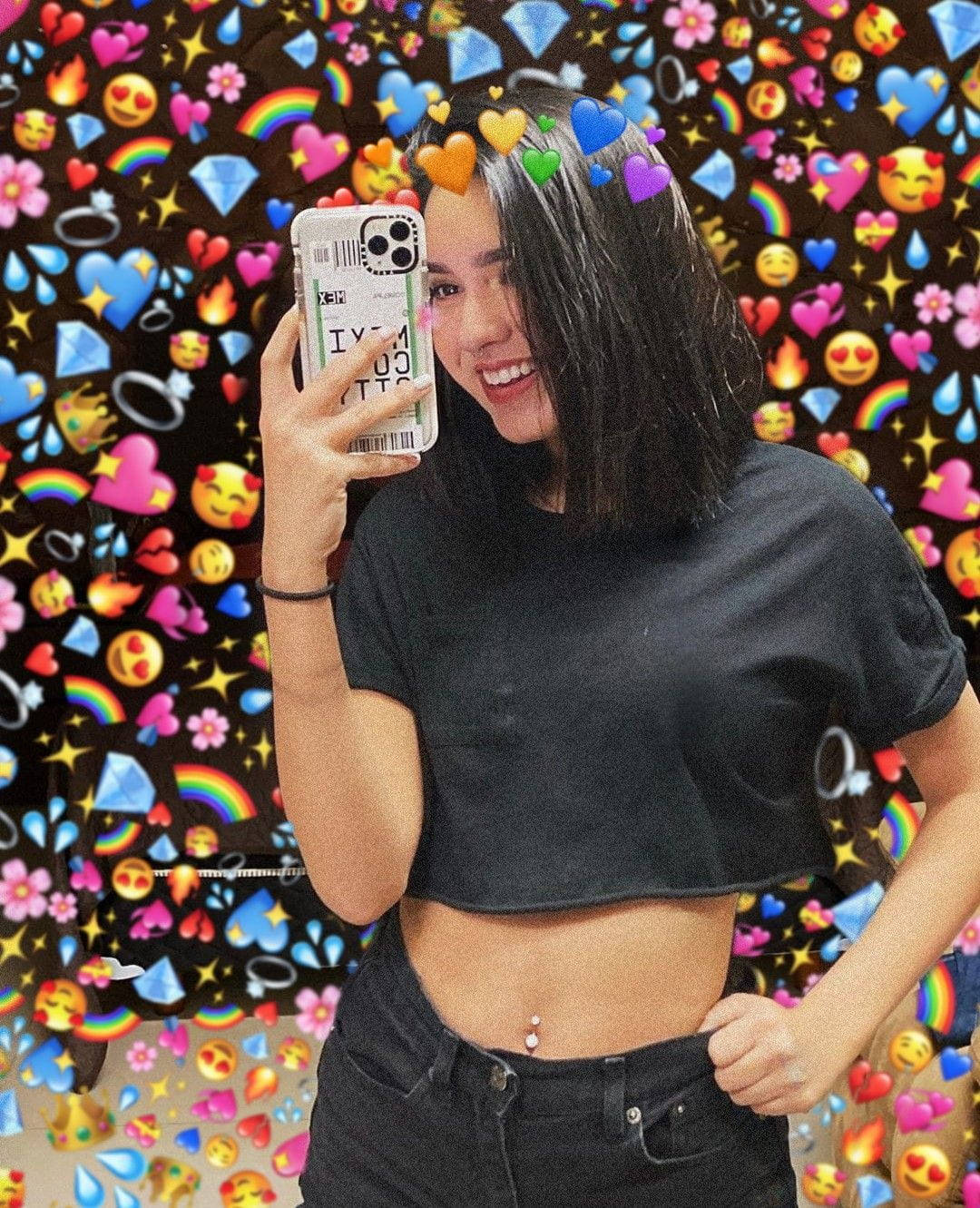 Domelipa, mirror selfie, vibrant emoji wallpaper, HD Phone Wallpaper