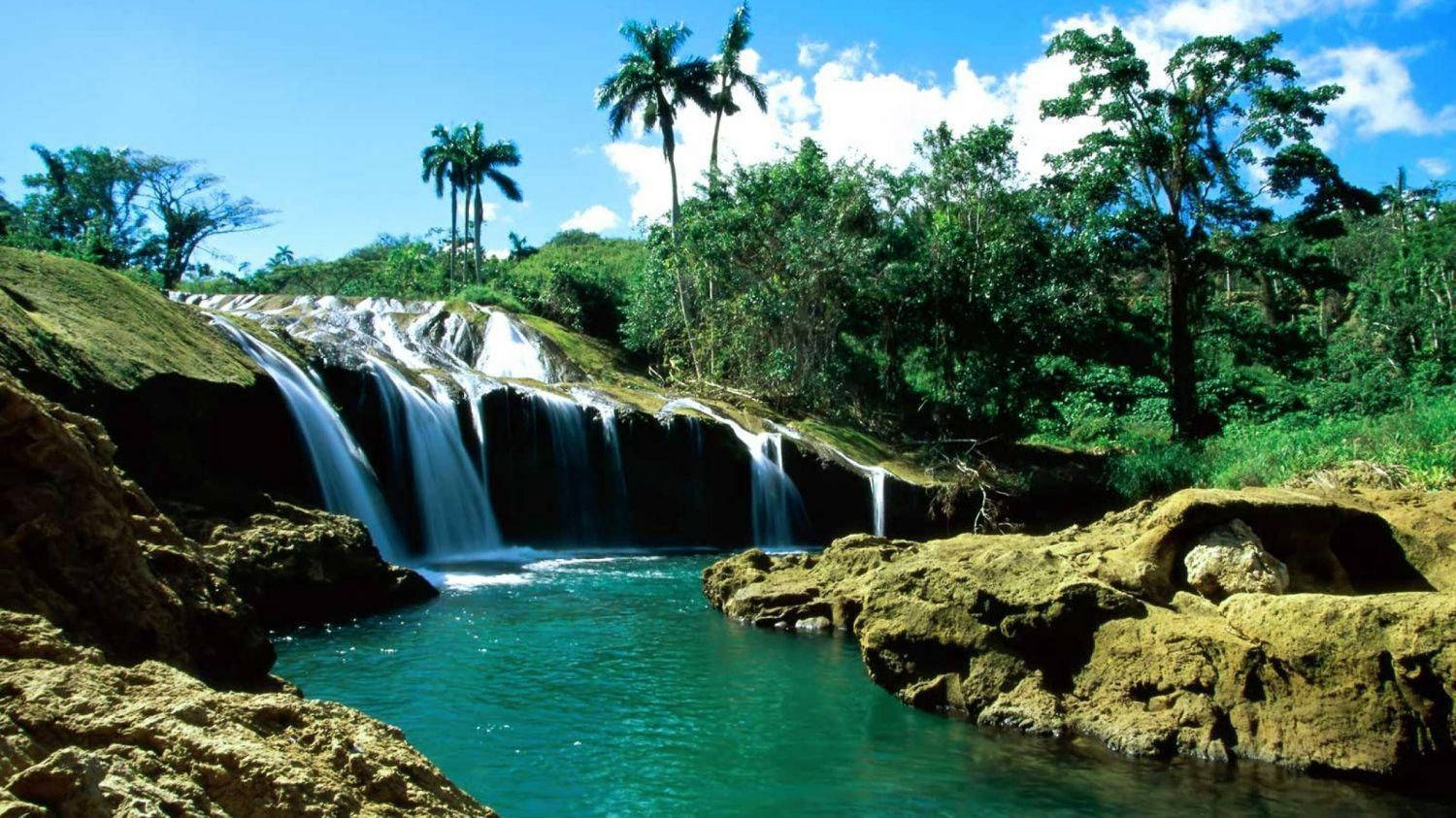 Dominica, lake, waterfalls, HD Desktop Wallpaper
