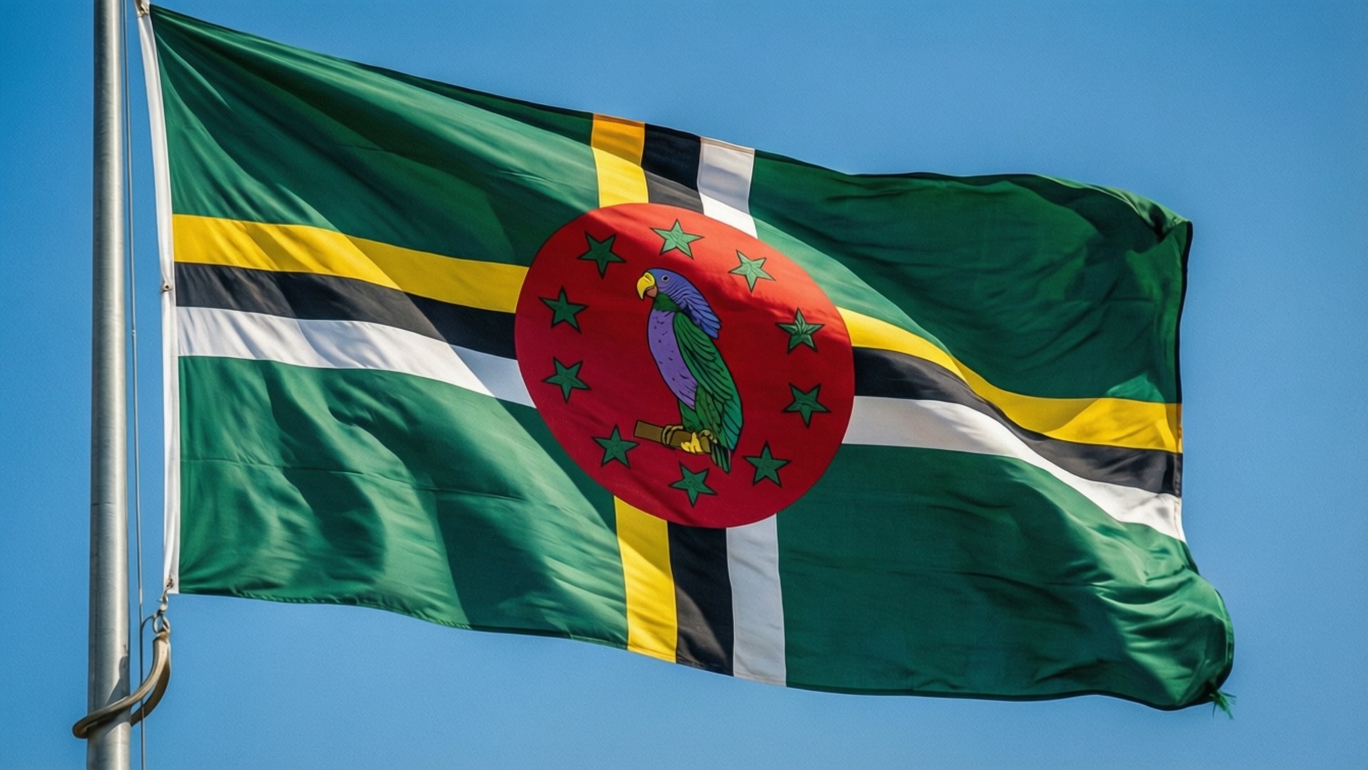 Dominica, flag, waving, Full HD Desktop Wallpaper