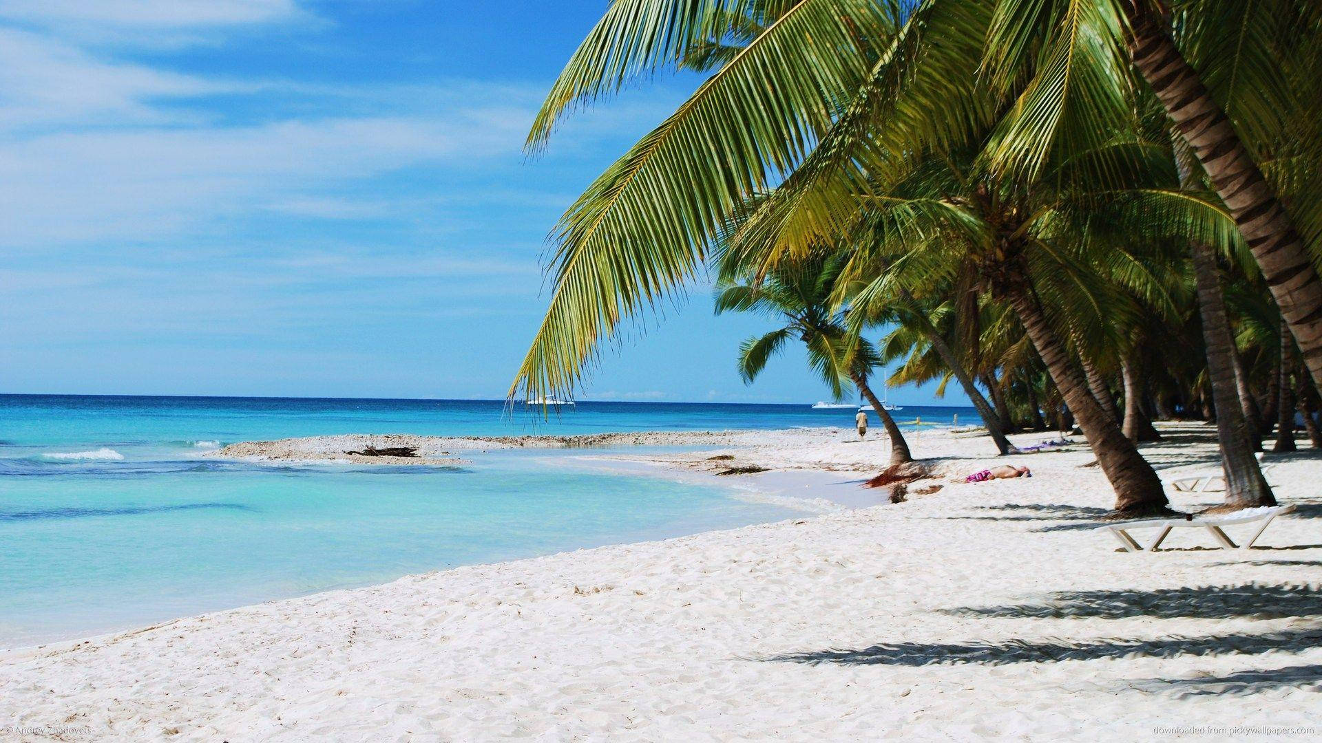 Dominican Republic, white sandy beach, turquoise waters, Full HD Desktop Wallpaper