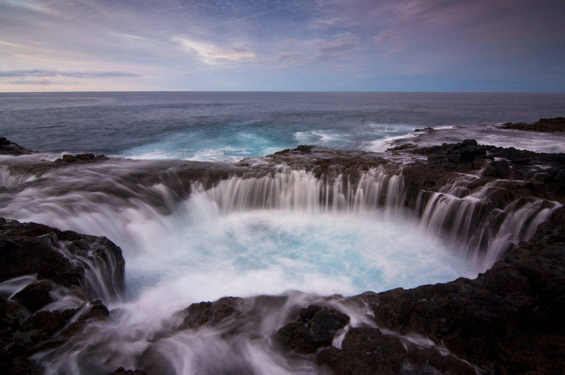 Dominican Republic, natural blowhole, turquoise ocean water, Full HD Desktop Wallpaper