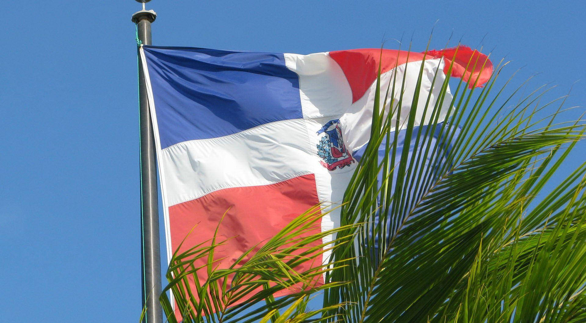 Dominican Republic, palm tree, flag, Full HD Desktop Wallpaper