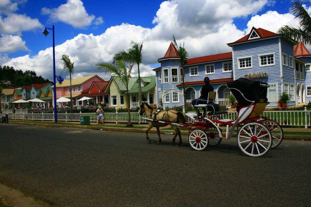 Dominican Republic, vintage house, horse-drawn carriage, HD Desktop Wallpaper