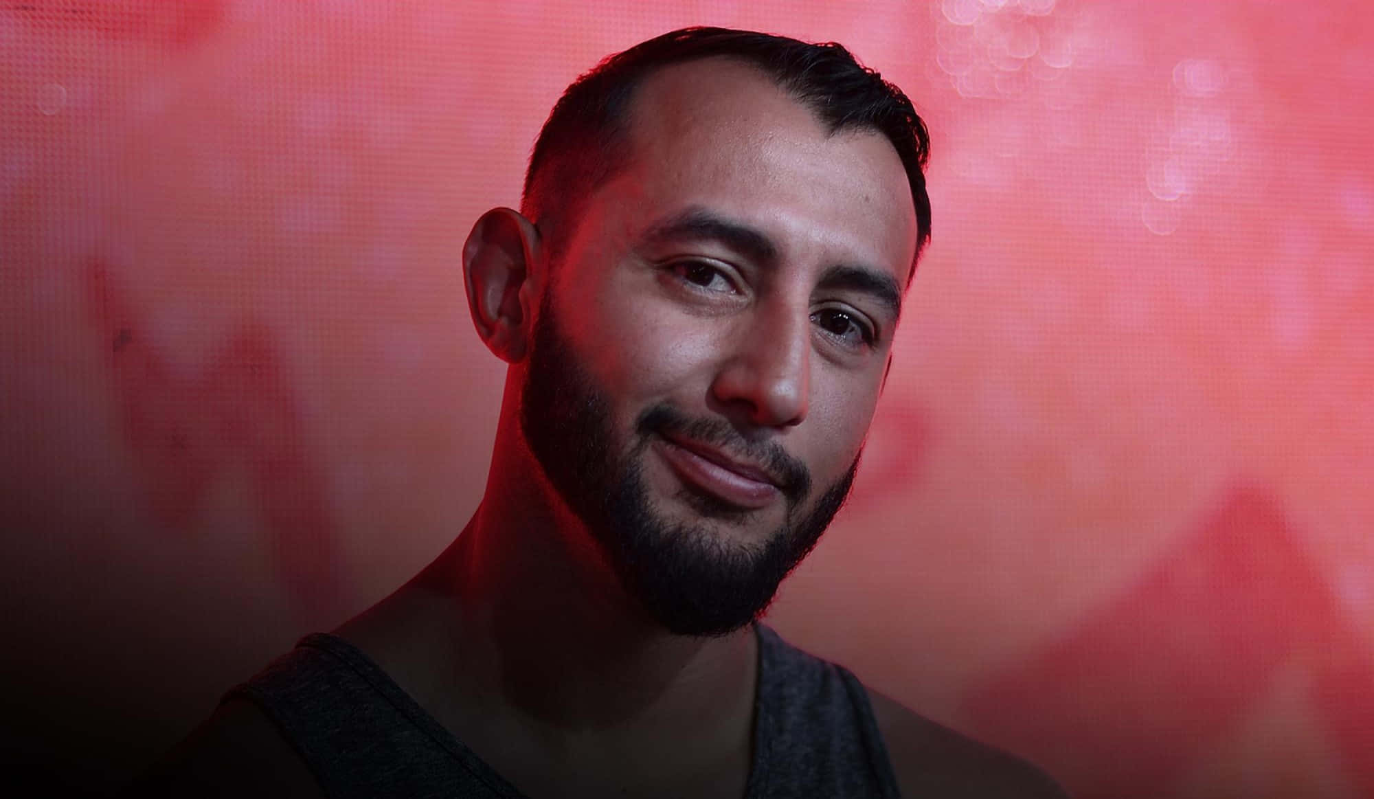 Dominick Reyes, red background, glowing red textured background, Full HD Desktop Wallpaper