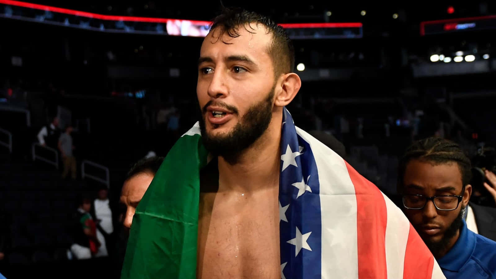 Dominick Reyes, American flags, Mexican flags, HD Desktop Wallpaper