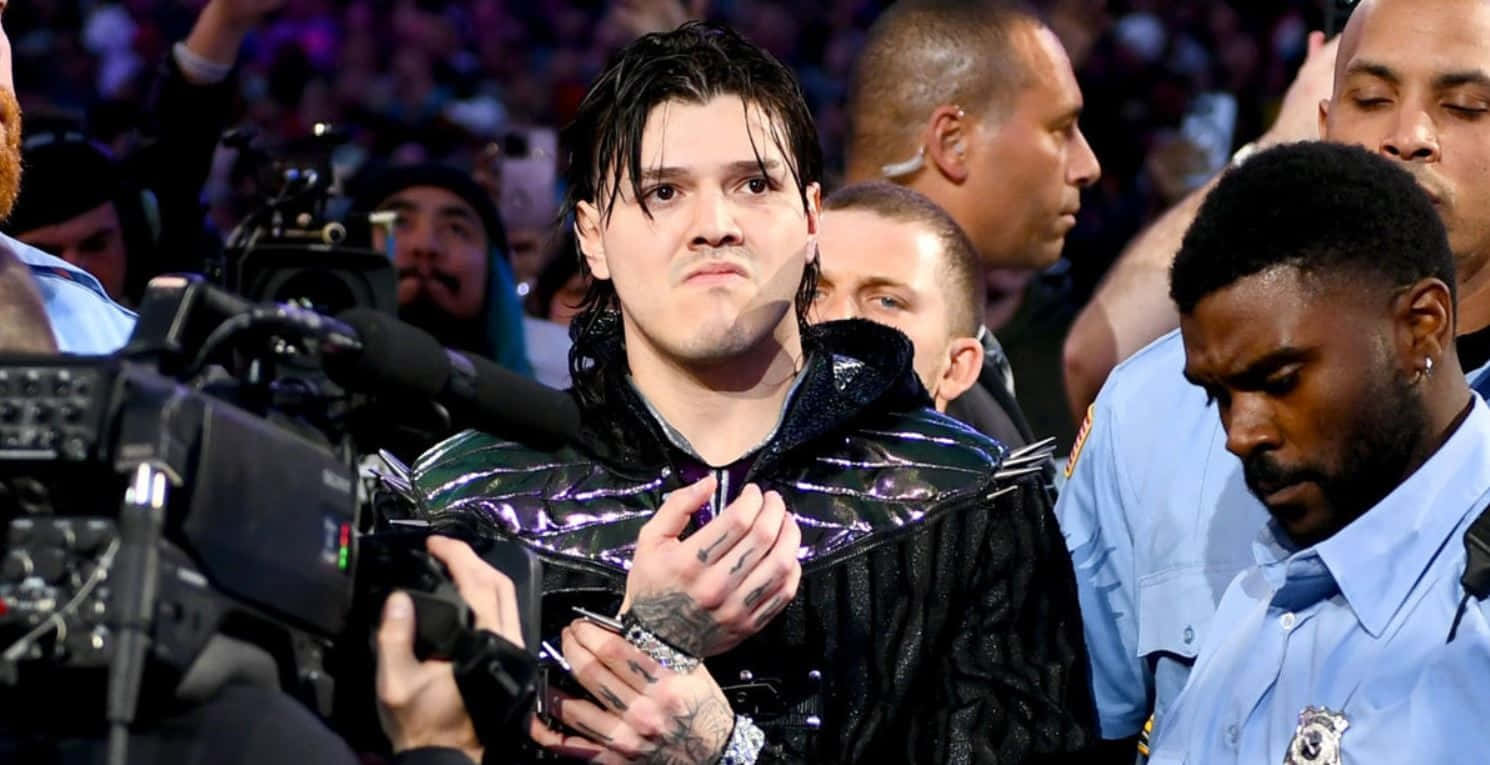 Dominik Mysterio, shiny black jacket, center stage, HD Desktop Wallpaper