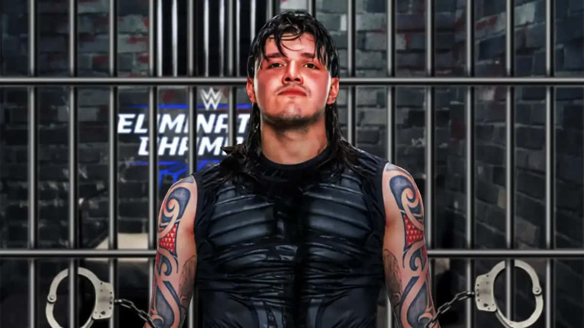 Dominik Mysterio, black sleeveless top, jail bars, SD Desktop Wallpaper