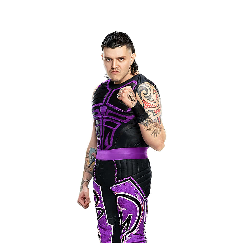Dominik Mysterio, black and purple outfit, tattoos, SD Desktop Wallpaper