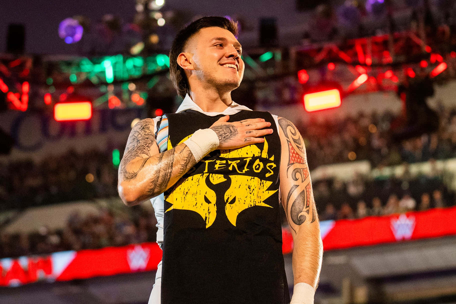 Dominik Mysterio, wrestling event, tattooed arms, HD Desktop Wallpaper