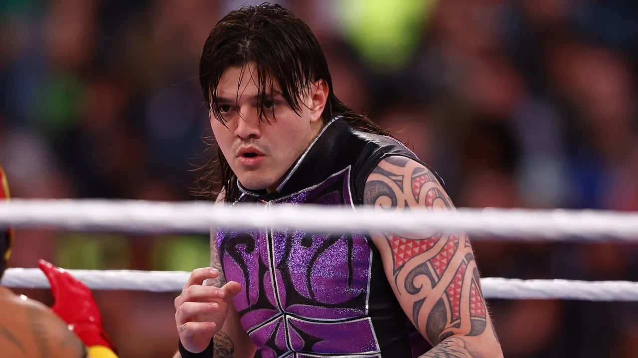 Dominik Mysterio, purple glitter vest, tribal tattoos, HD Desktop Wallpaper