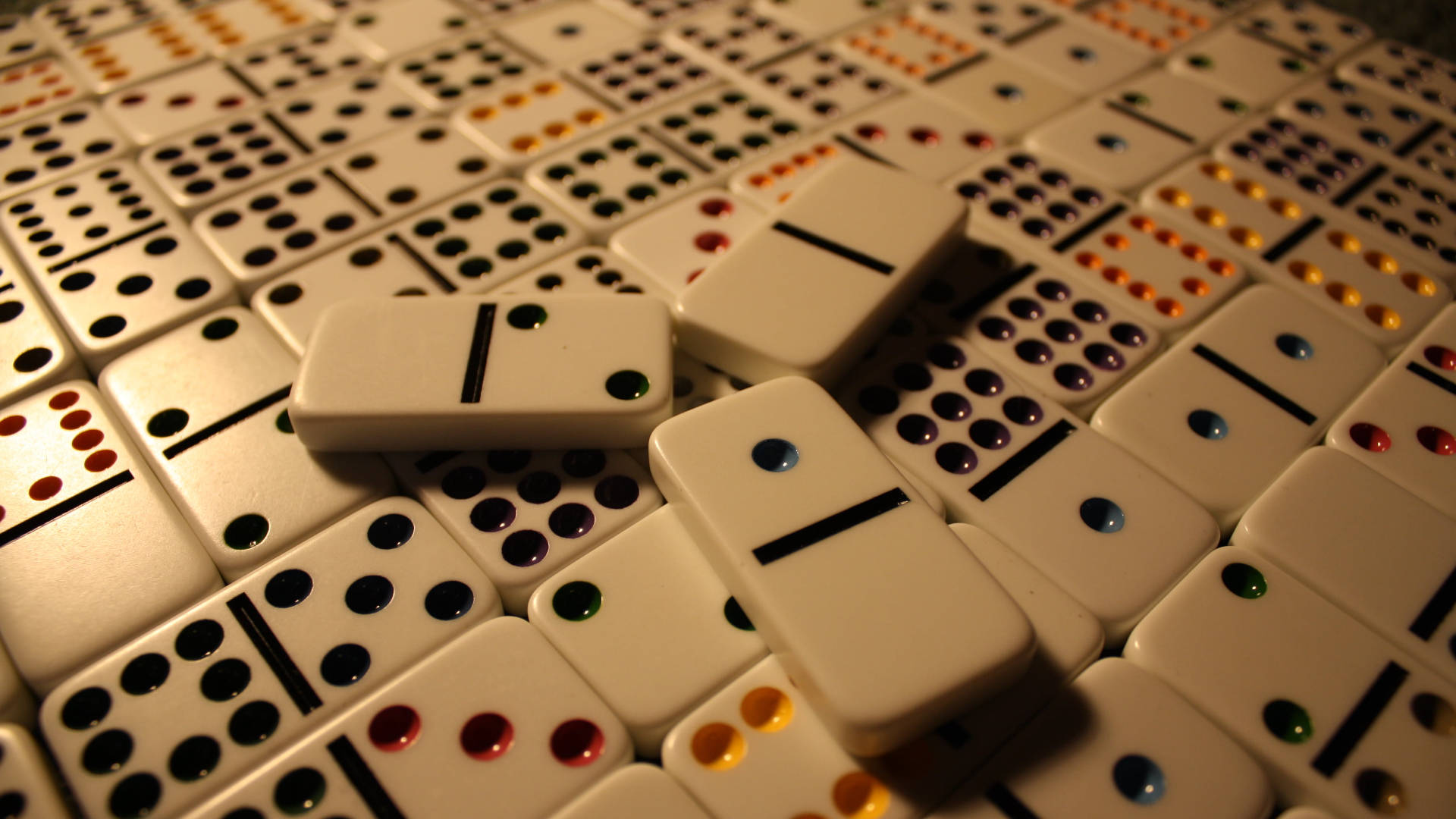 dominoes, colorful dots, warm lighting, Full HD Desktop Wallpaper